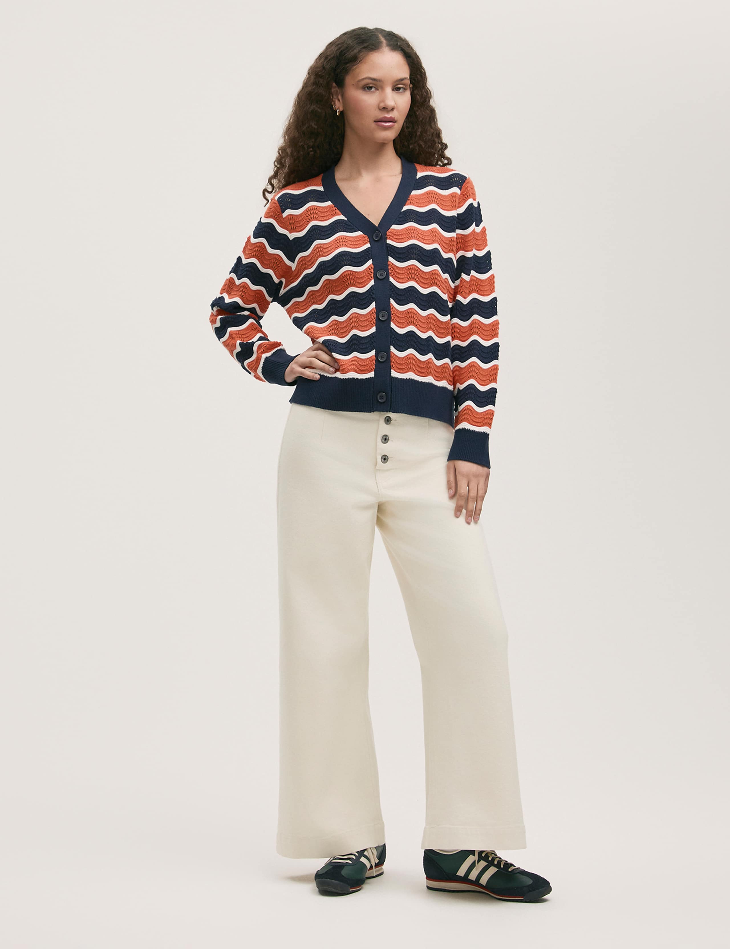 Pure Cotton Striped V-Neck Cardigan 2 of 4