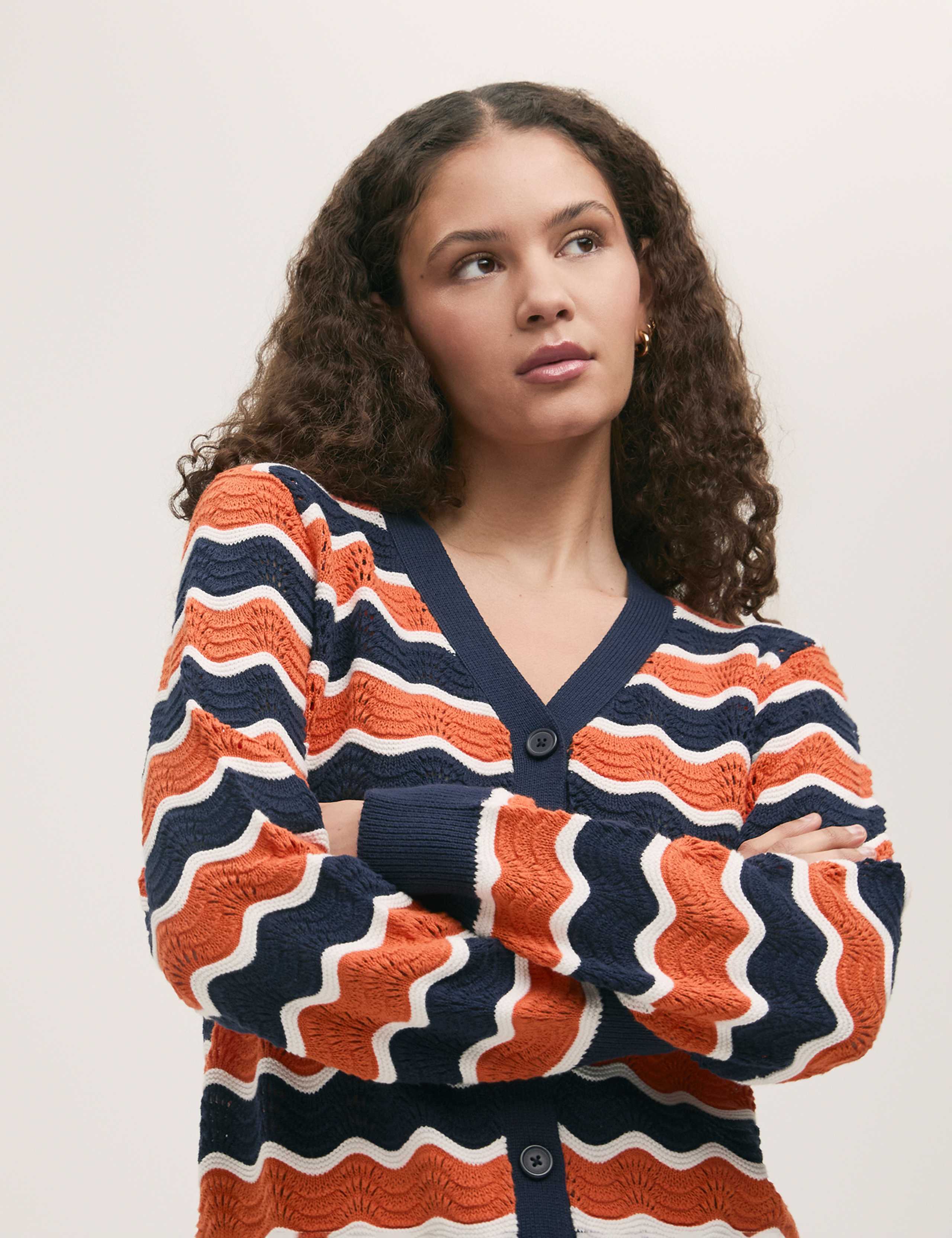 Pure Cotton Striped V-Neck Cardigan 4 of 4