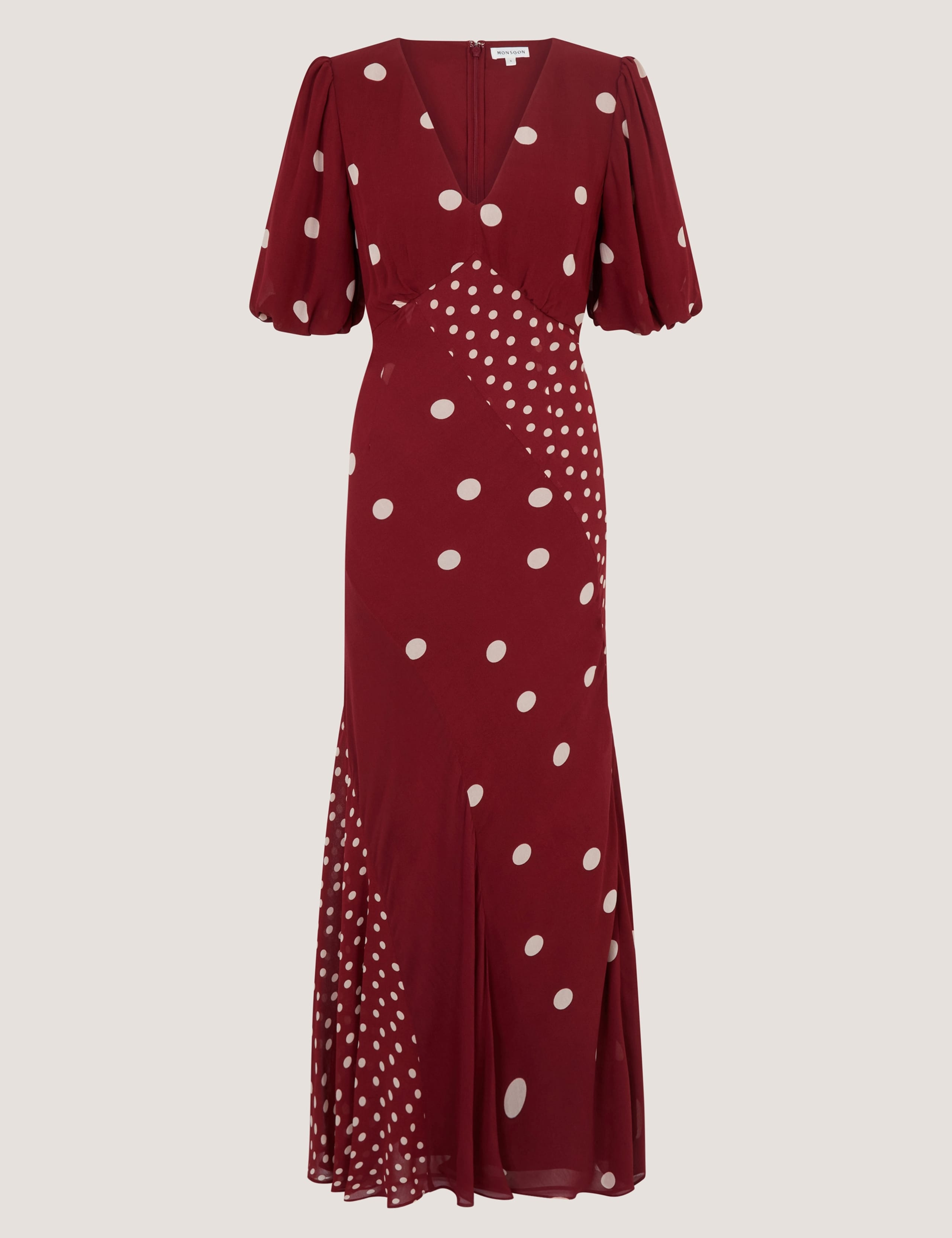 Polka Dot V-Neck Puff Sleeve Midi Tea Dress 2 of 4