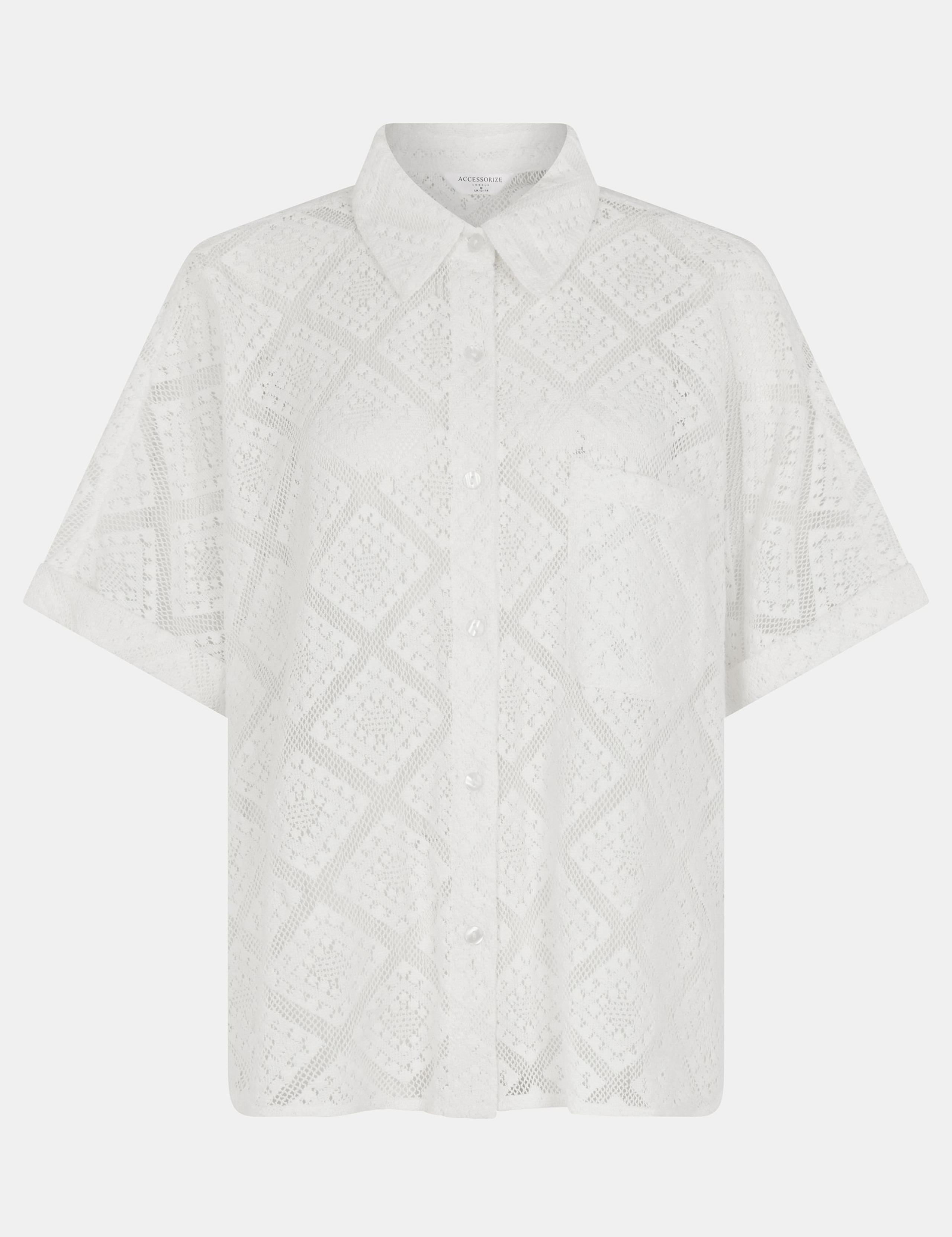 Cotton Rich Tile Lace Beach Cover Up Shirt 2 of 4