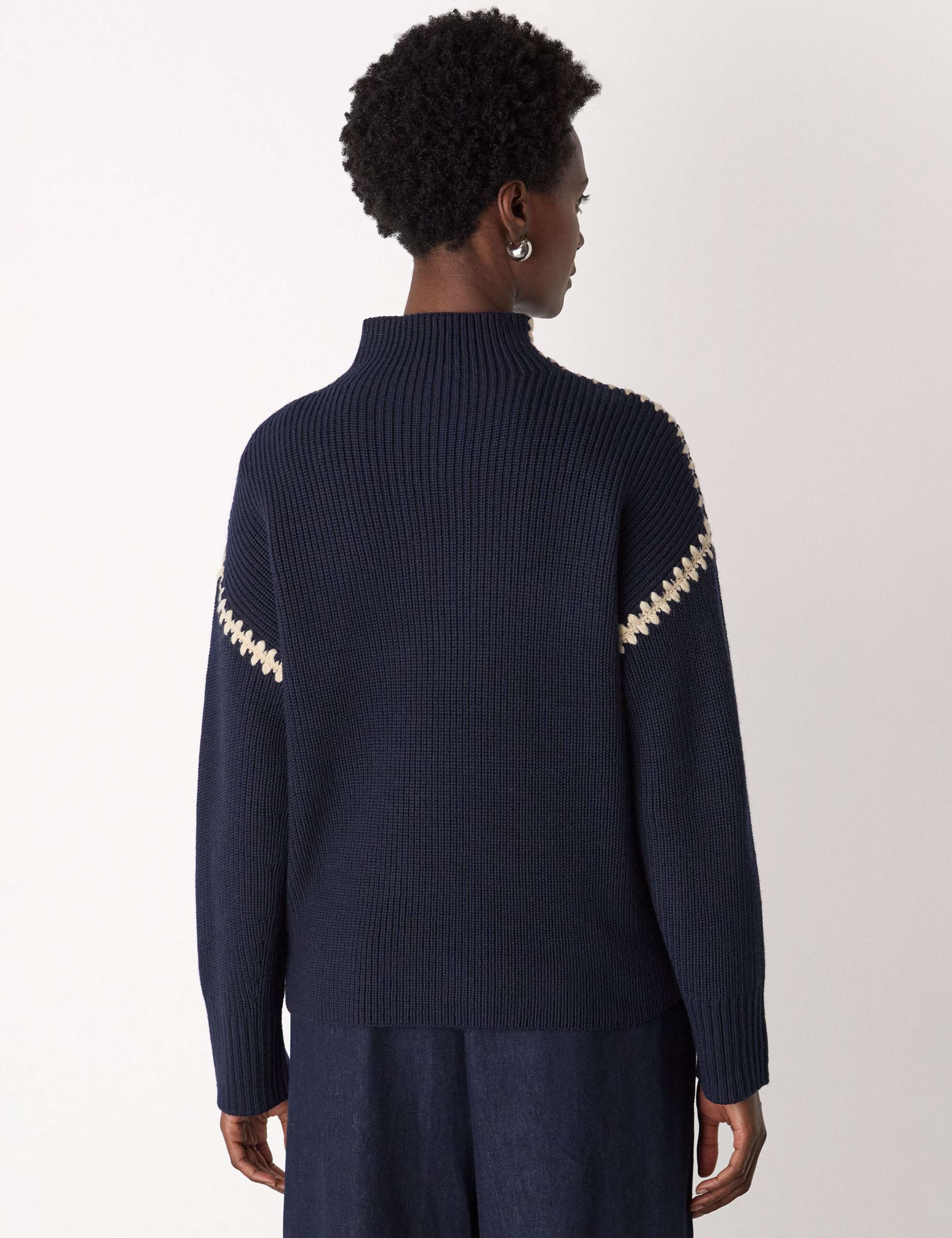 Wool Rich Blanket Stitch Funnel Neck Jumper 4 of 4