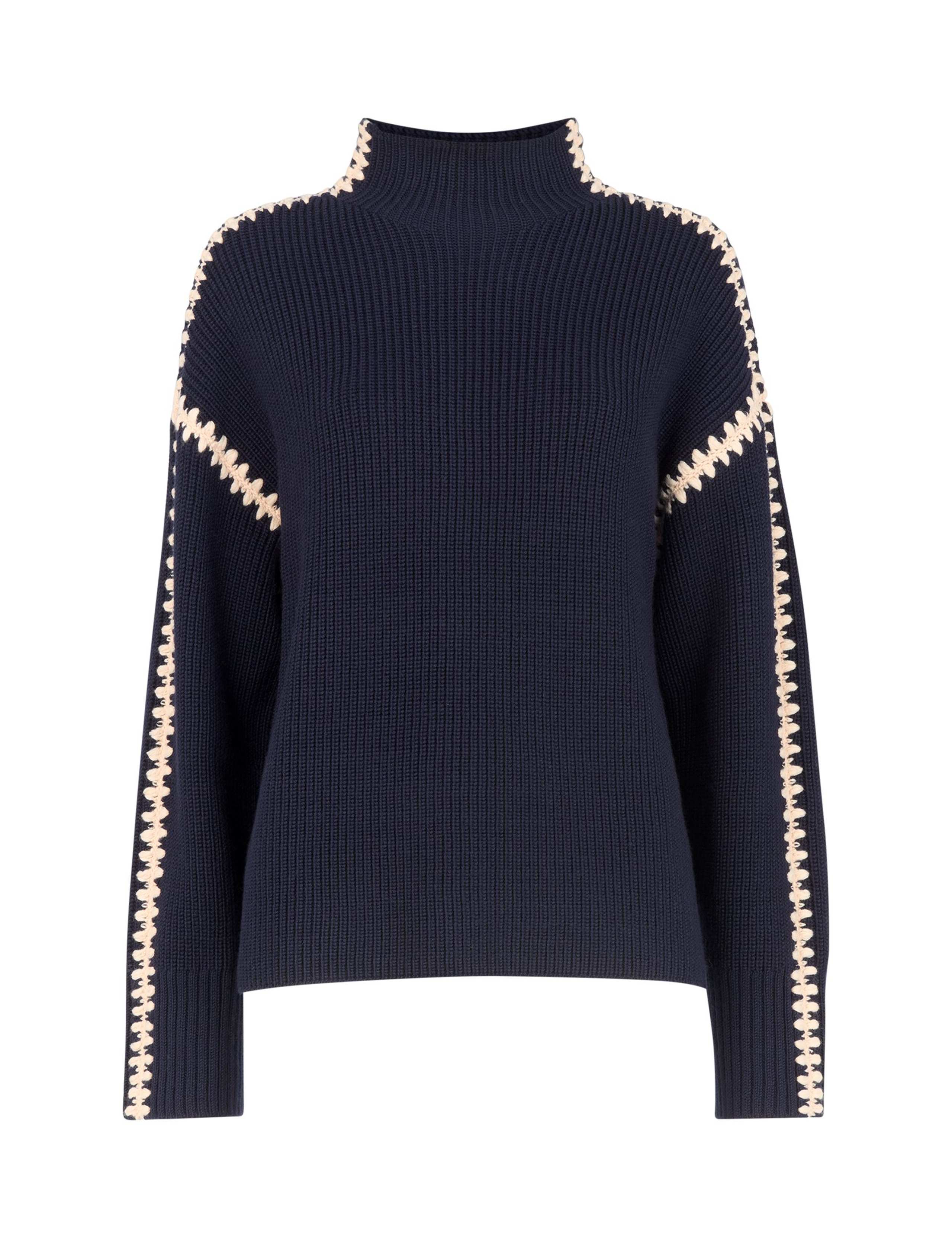 Wool Rich Blanket Stitch Funnel Neck Jumper 2 of 4