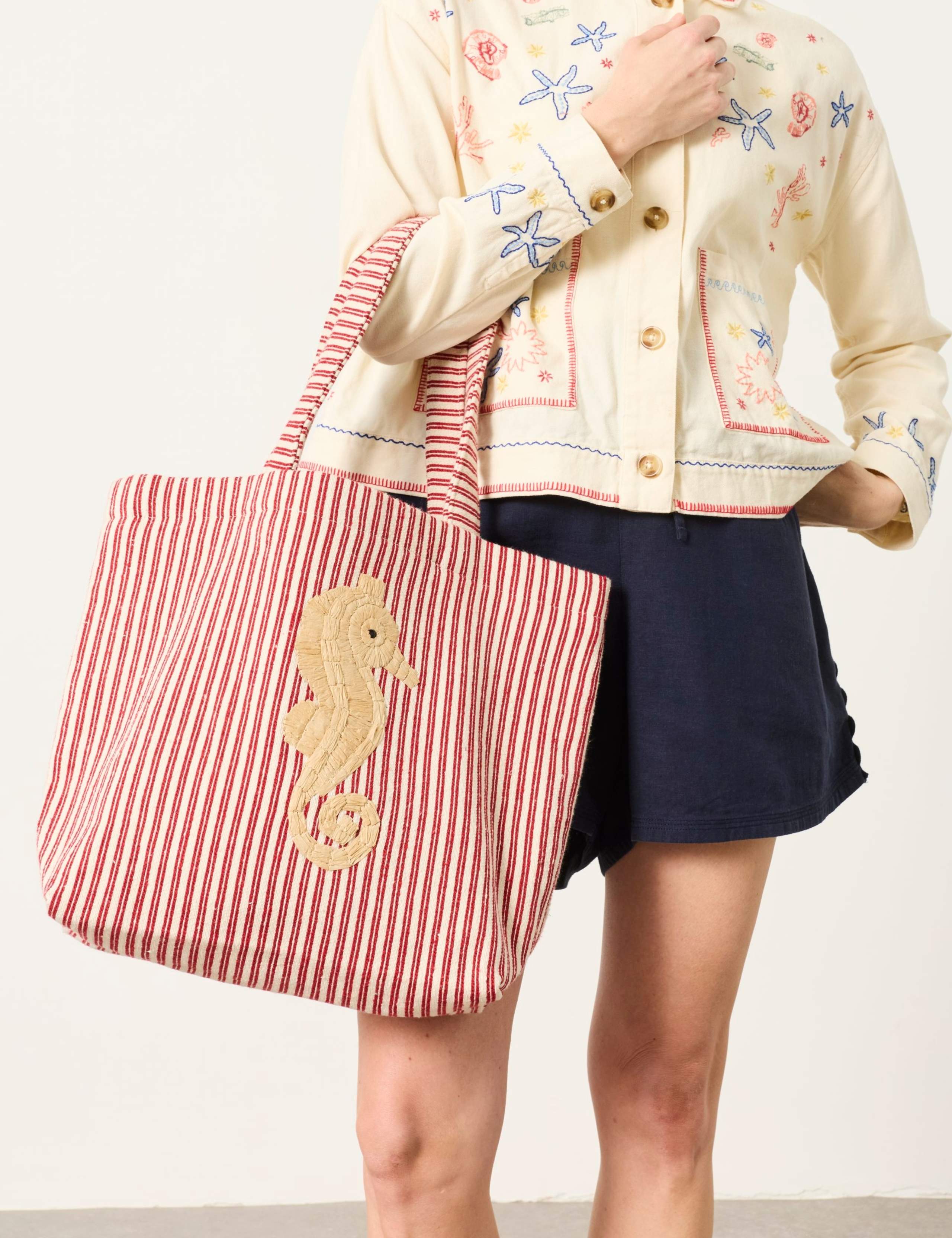 Cotton Rich Striped Seahorse Tote Bag 3 of 5