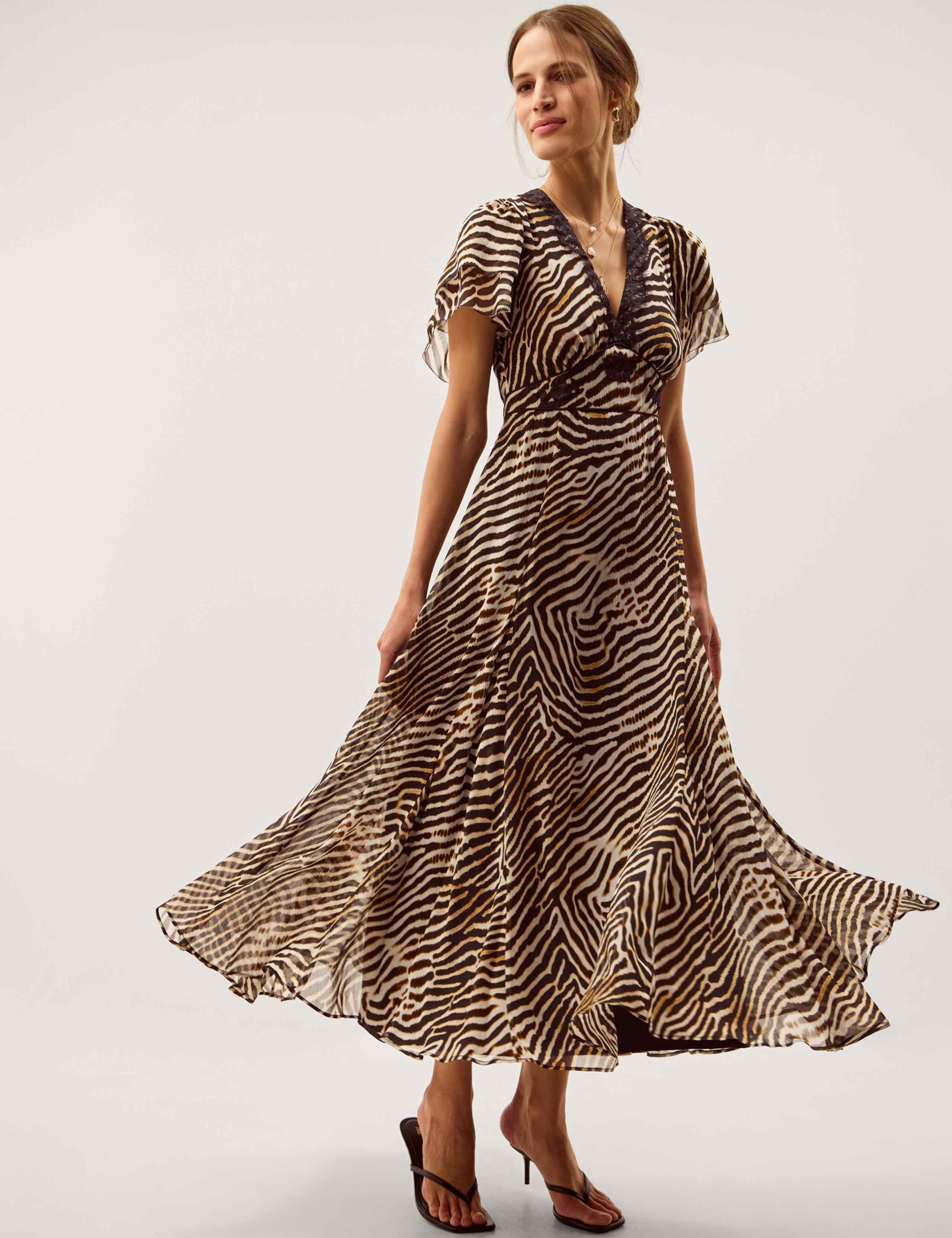 Animal Print V-Neck Midi Tea Dress 1 of 5