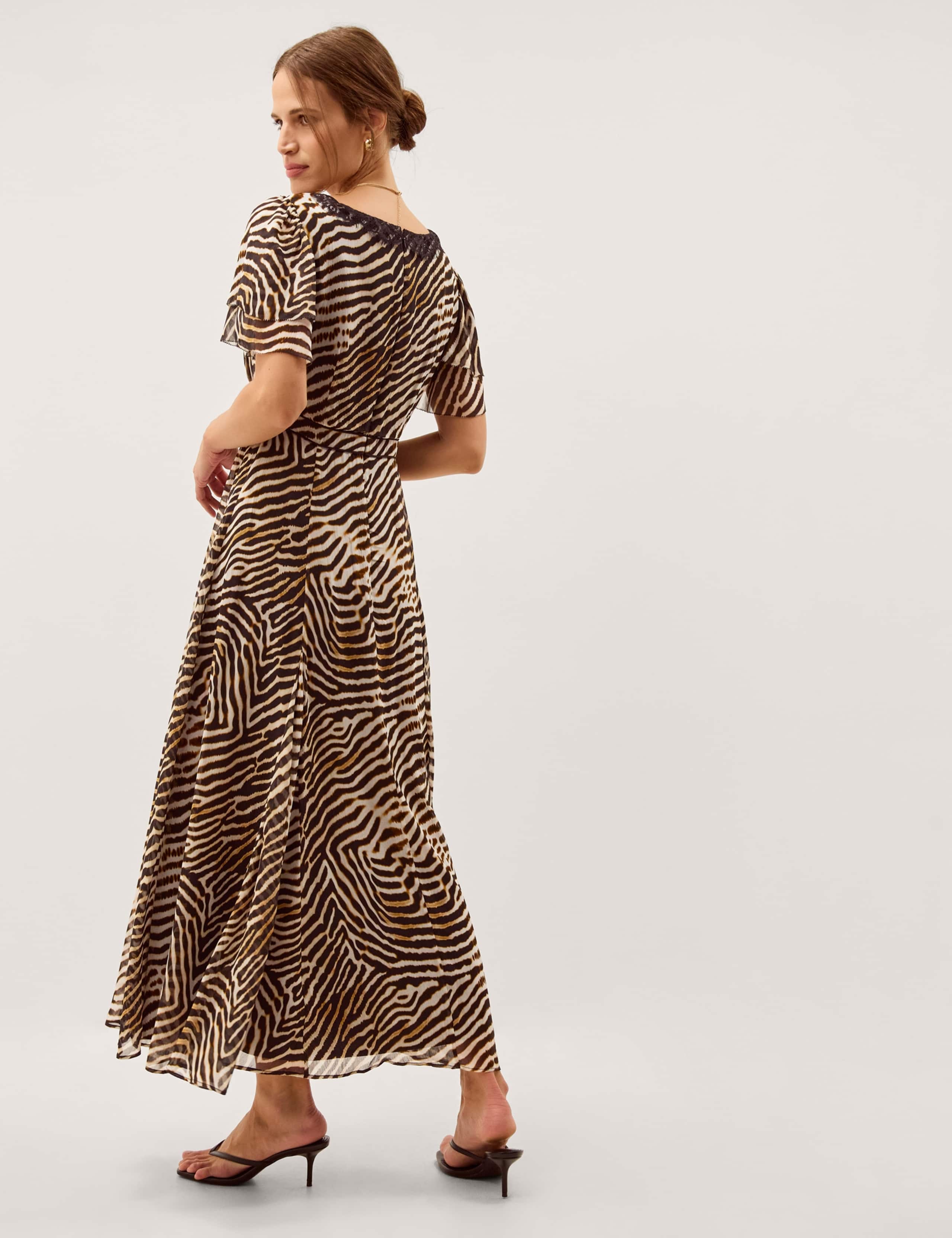 Animal Print V-Neck Midi Tea Dress 3 of 5