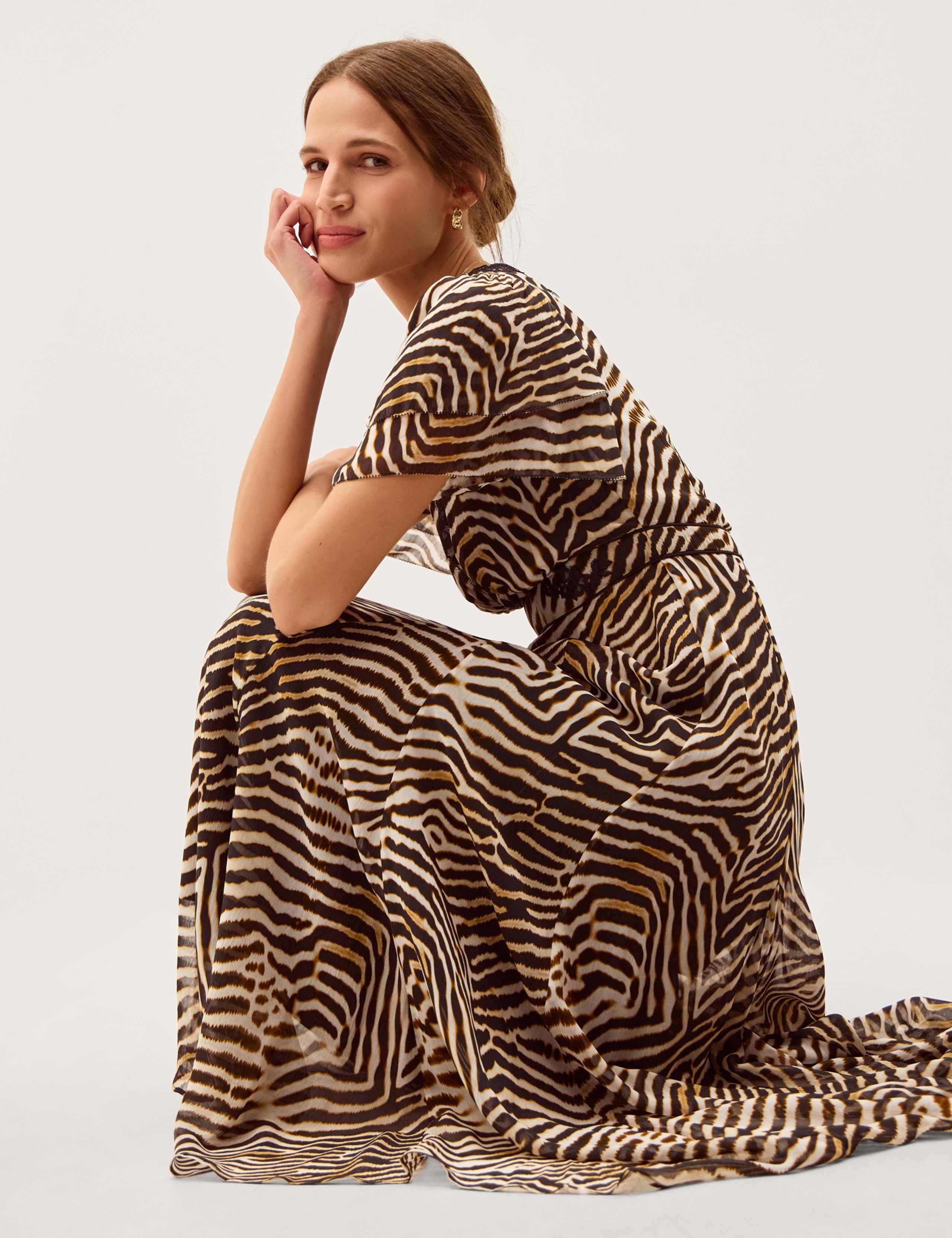 Animal Print V-Neck Midi Tea Dress 5 of 5