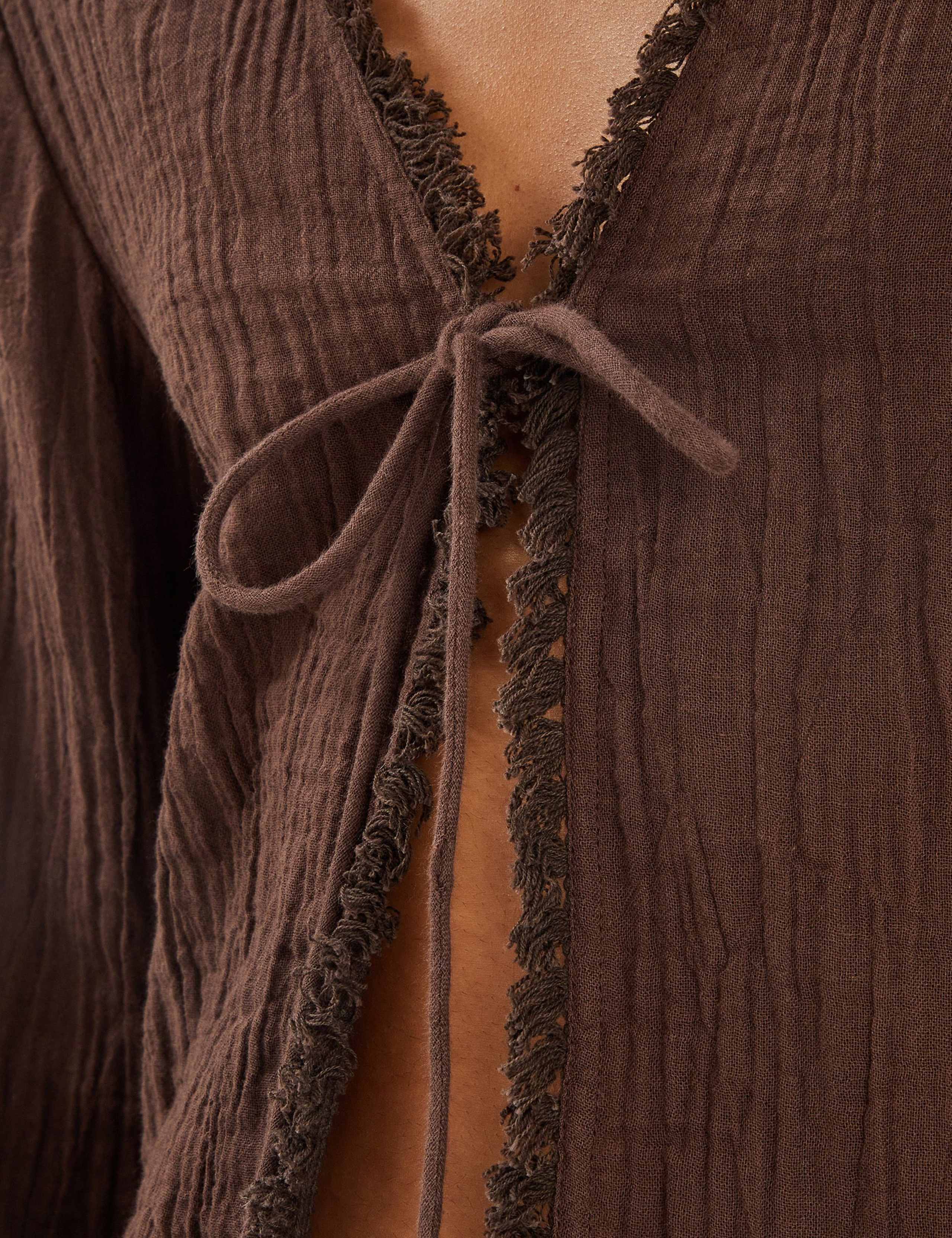 Pure Cotton Crinkle Beach Cover Up Top 4 of 4