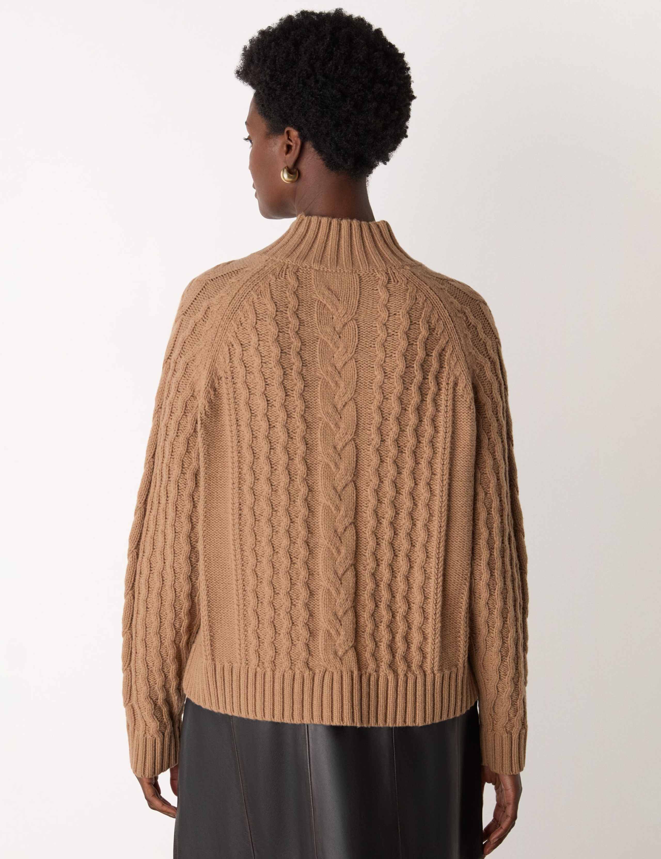 Wool Blend Cable Knit High Neck Jumper 3 of 4