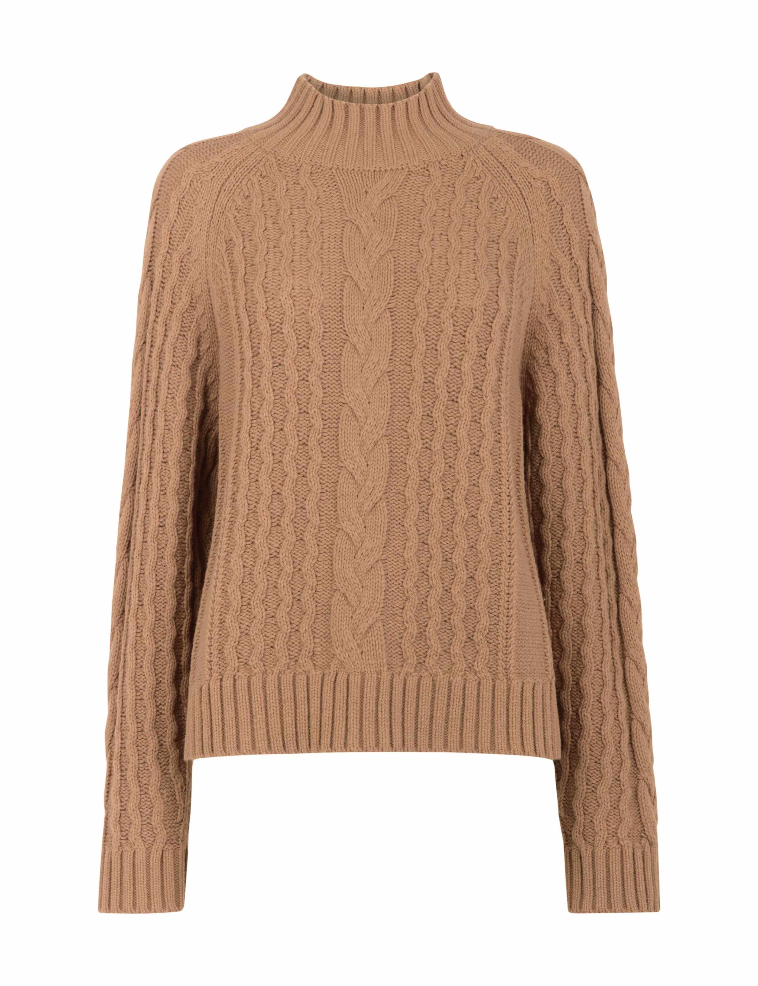 Wool Blend Cable Knit High Neck Jumper 2 of 4