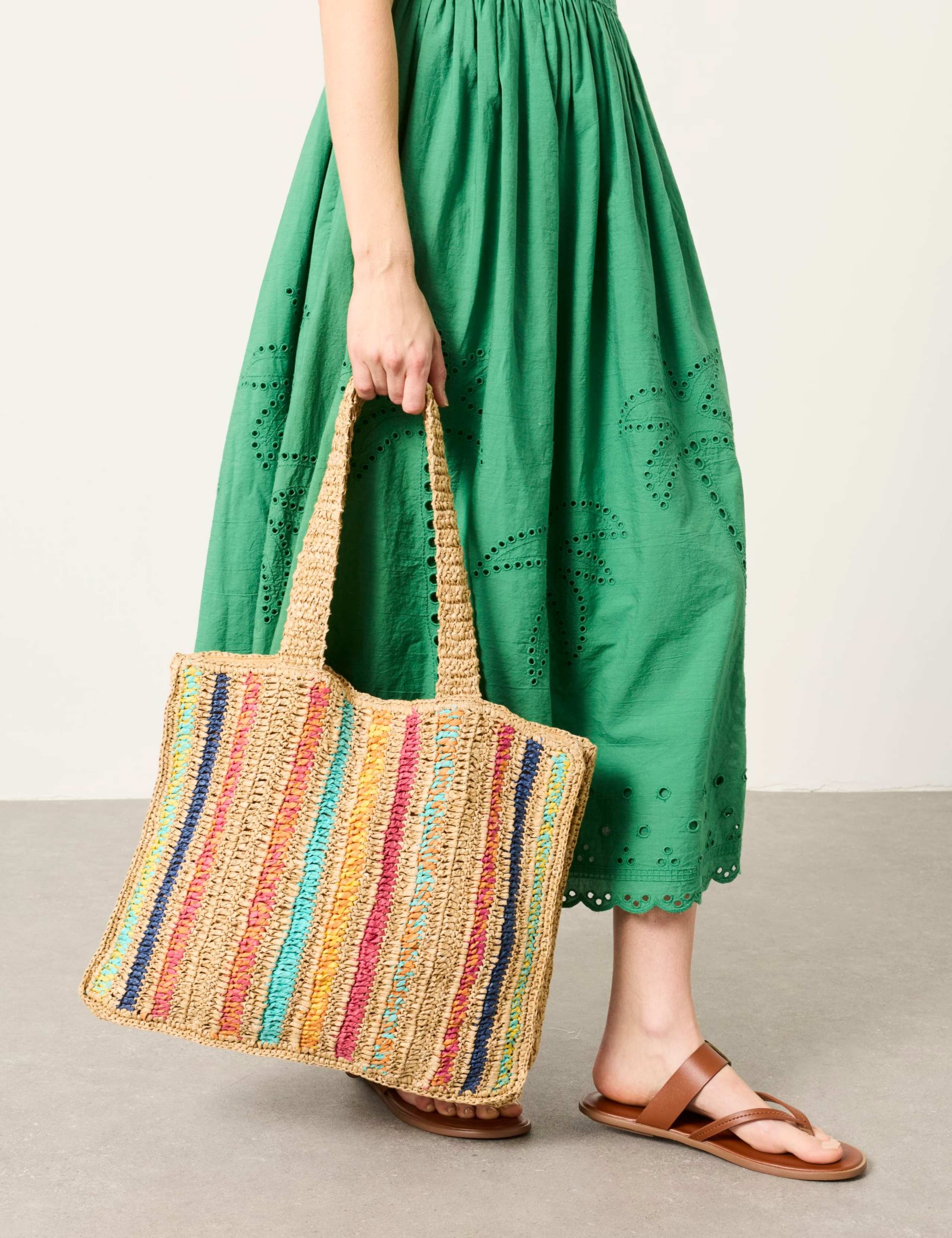Straw Striped Tote Bag 2 of 2