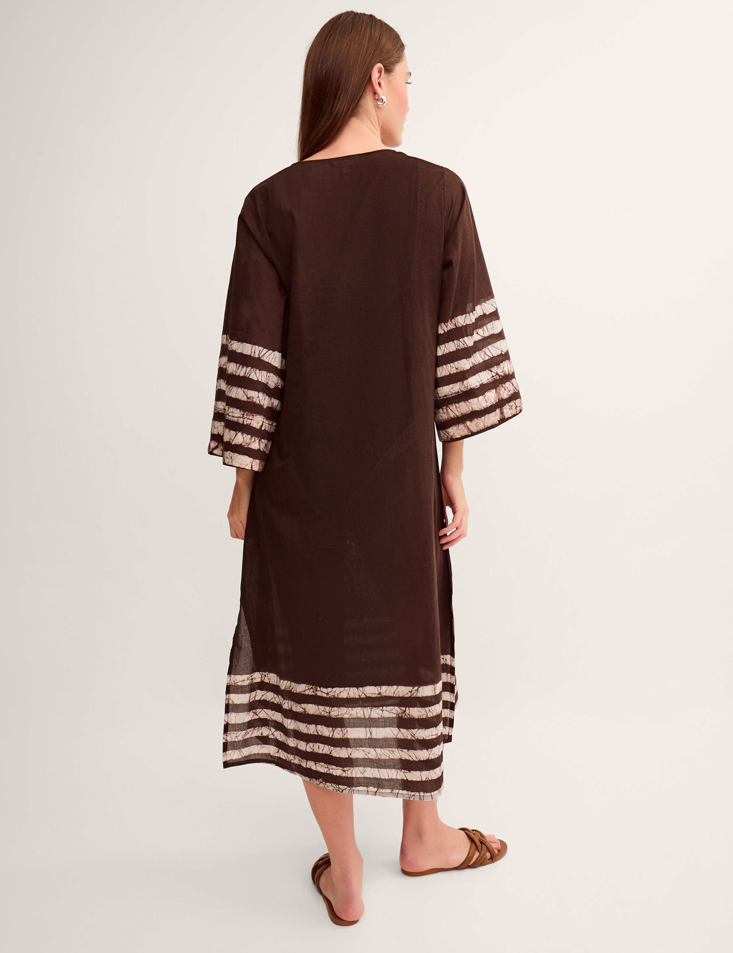 Cotton Rich Printed V-Neck Midaxi Kaftan Dress 4 of 4