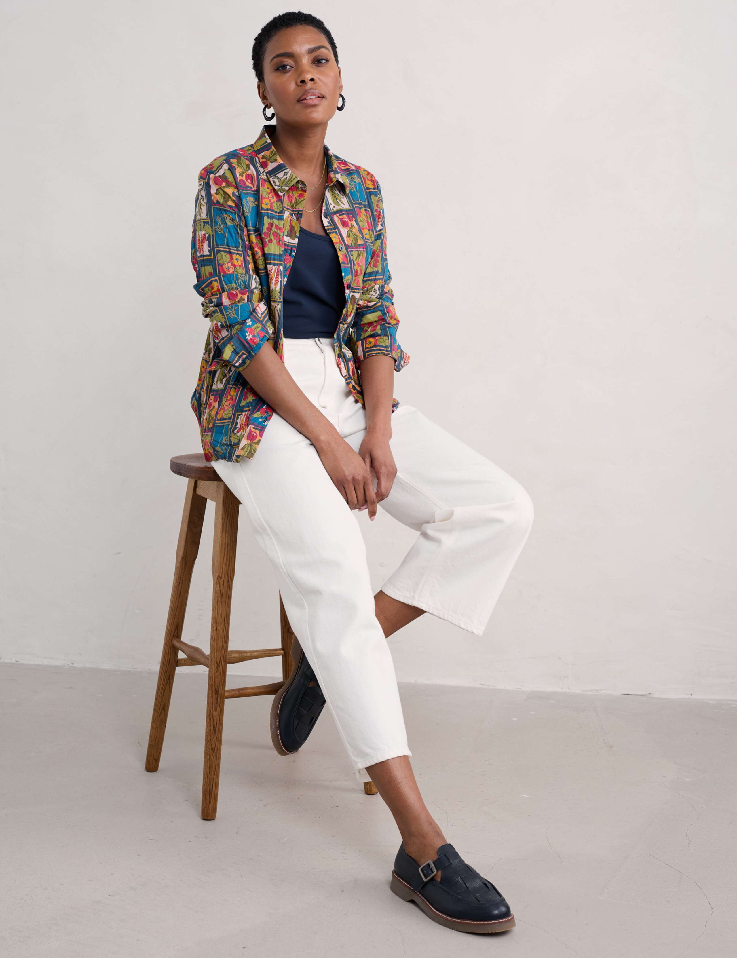 Pure Cotton Printed Crinkle Collared Shirt 3 of 7