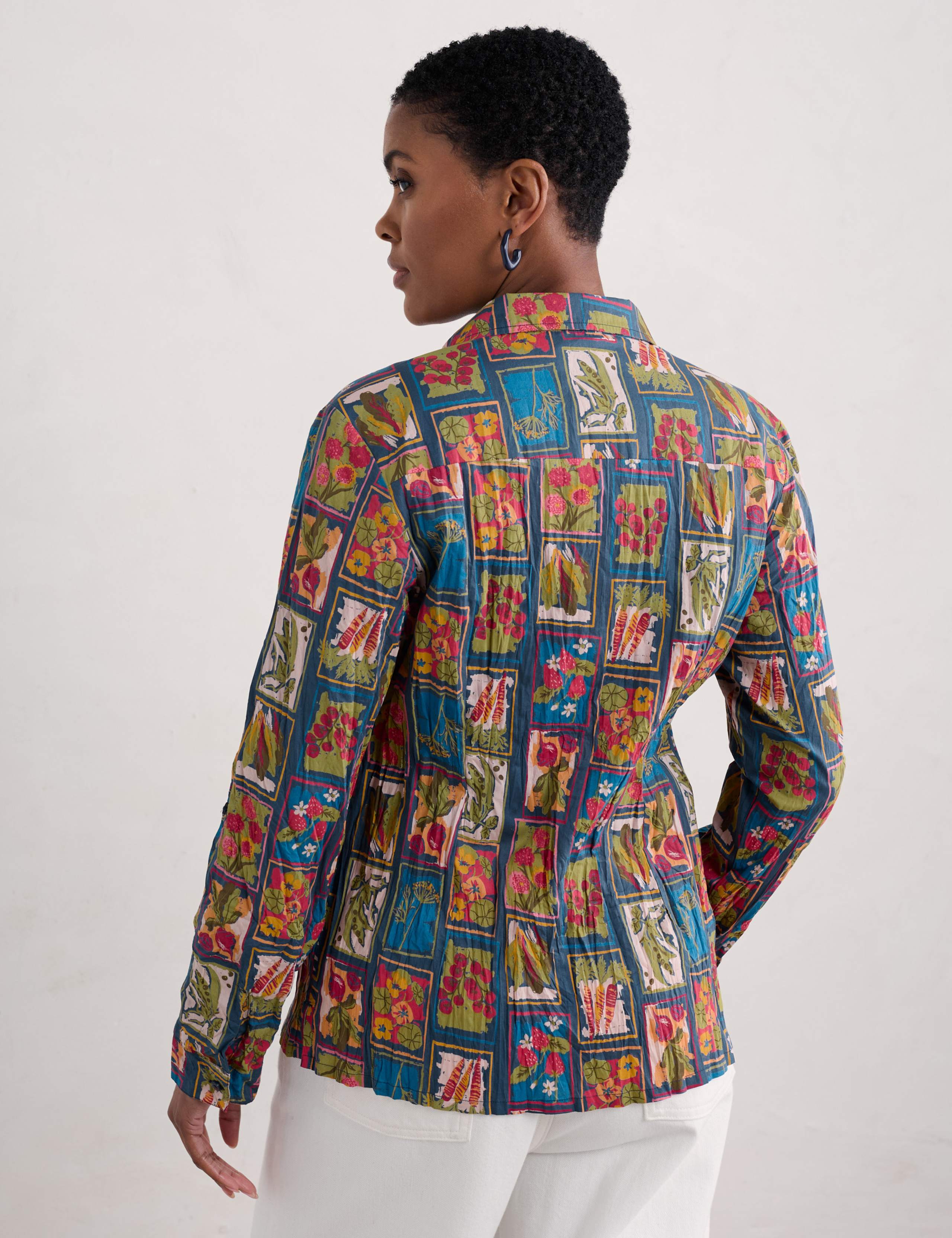 Pure Cotton Printed Crinkle Collared Shirt 5 of 7