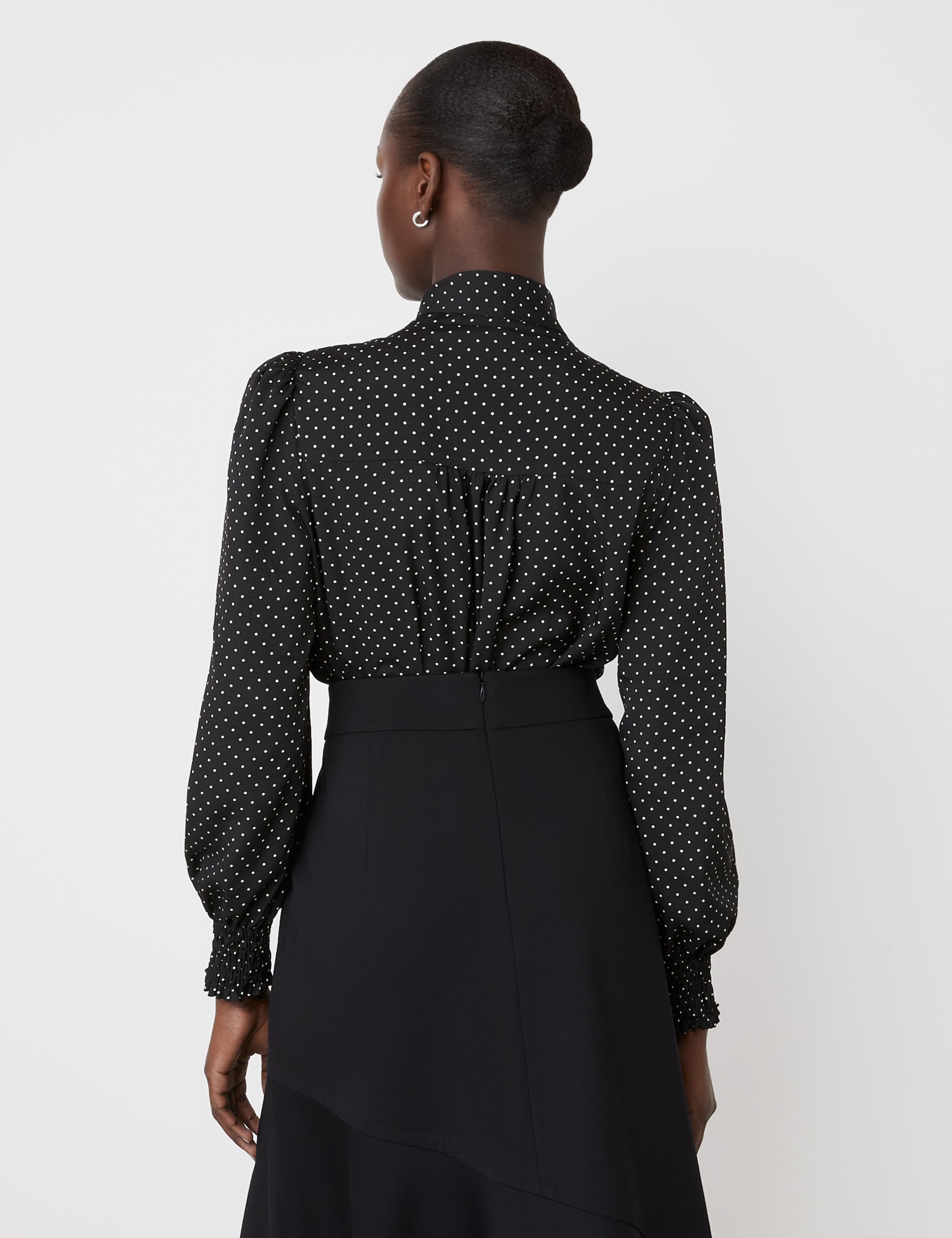 Crepe Polka Dot Tie Neck Blouse 2 of 5
