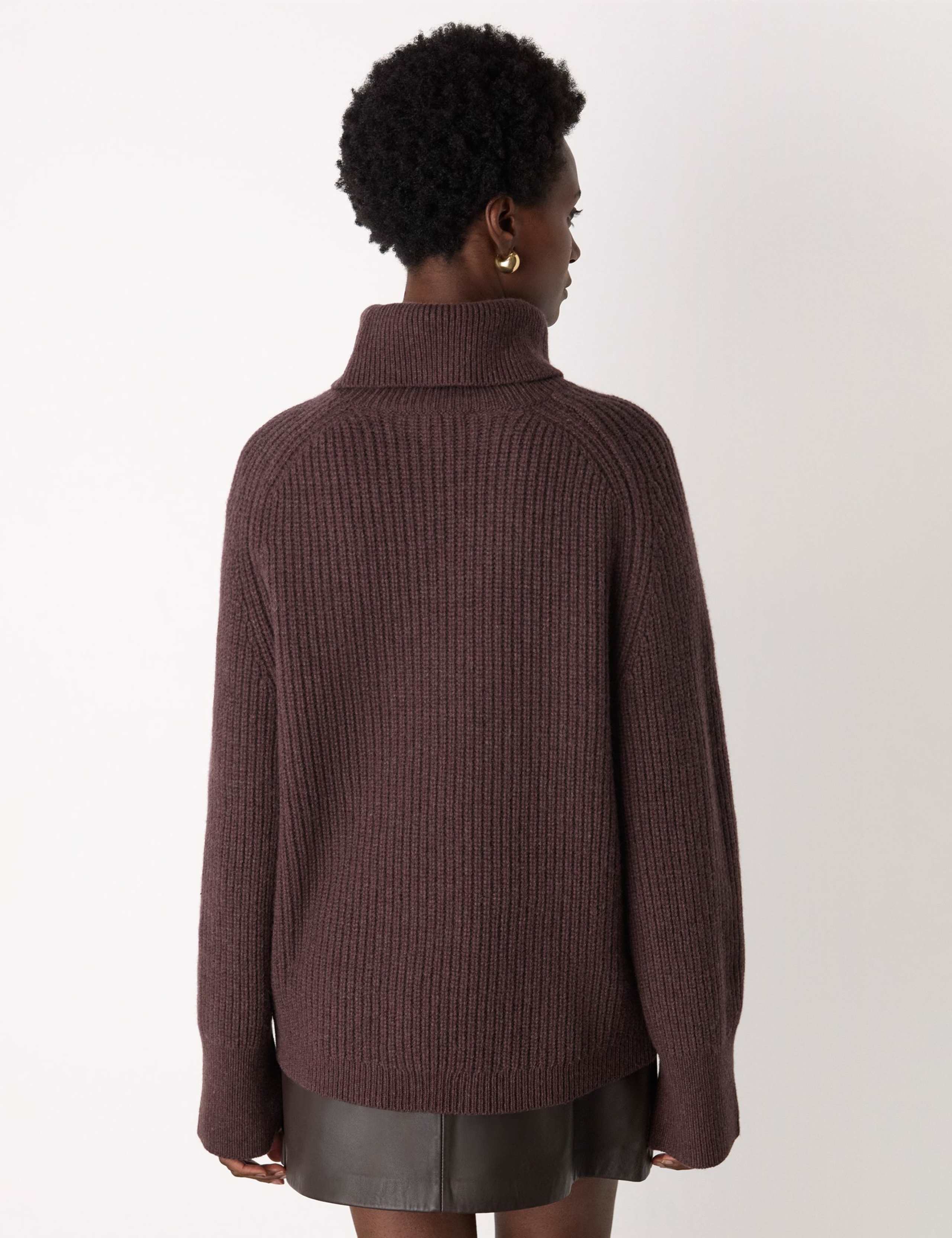 Pure Wool Ribbed Roll Neck Relaxed Fit Jumper 3 of 4
