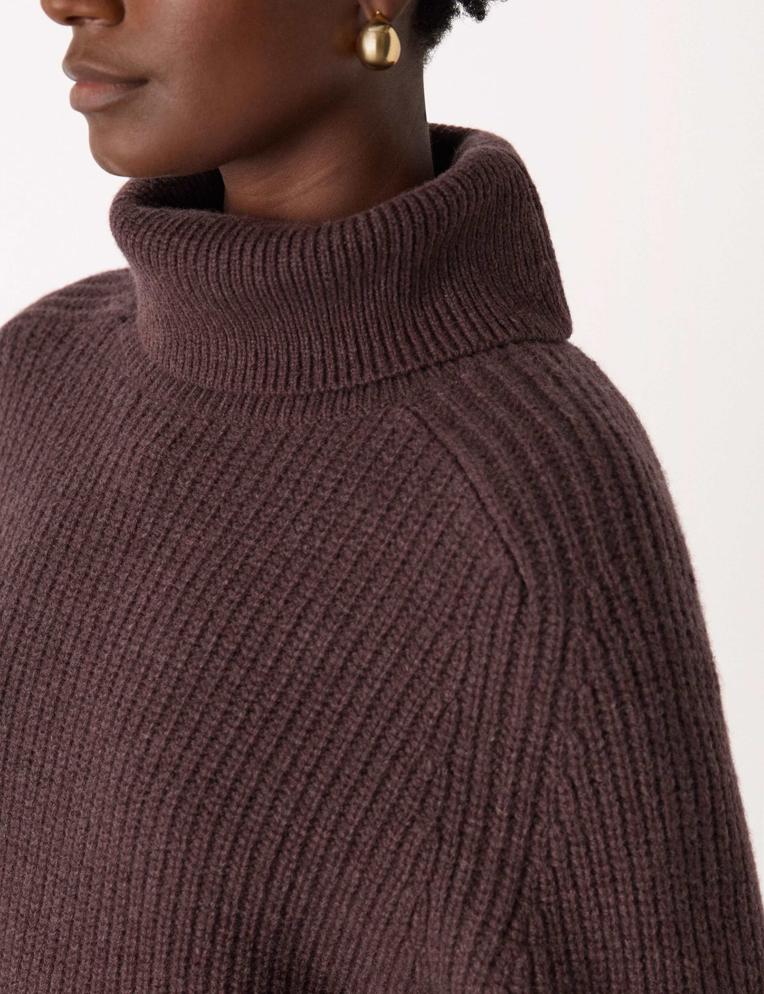 Pure Wool Ribbed Roll Neck Relaxed Fit Jumper 4 of 4