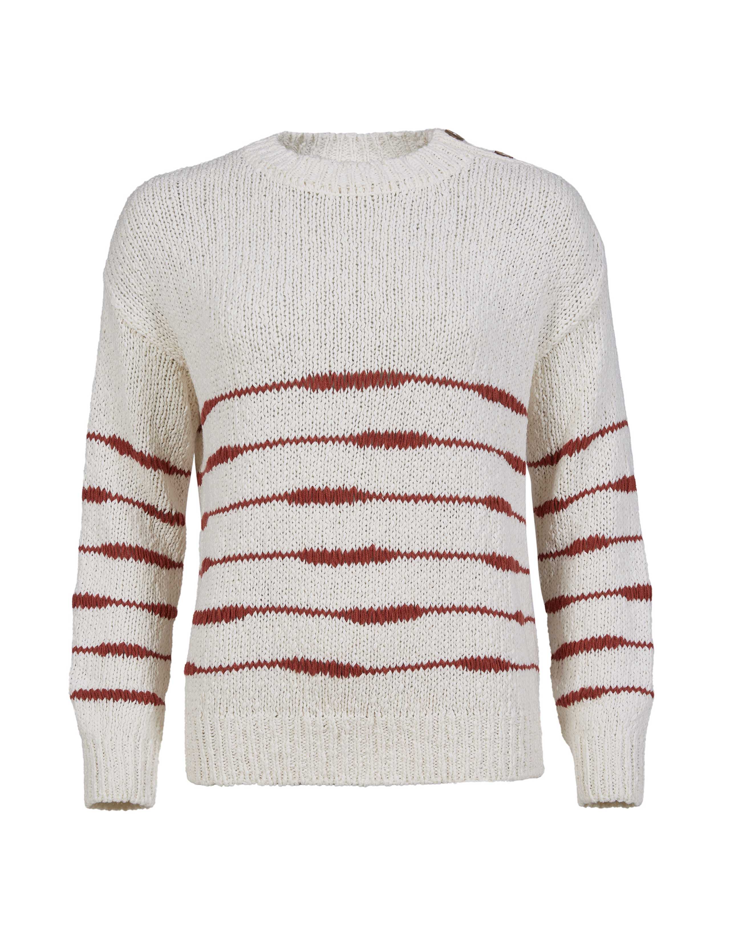 Linen Blend Striped Crew Neck Jumper 2 of 4