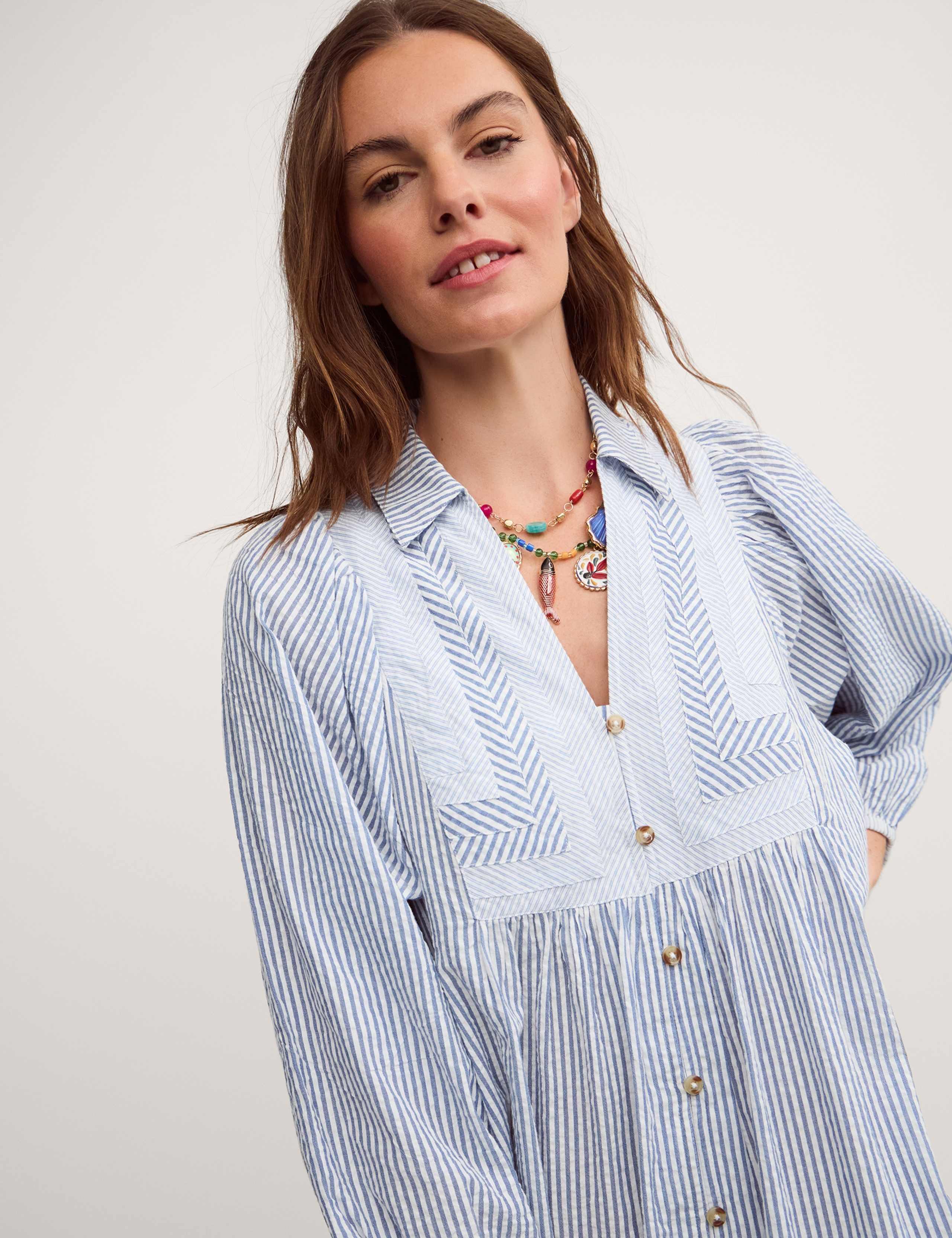 Pure Cotton Striped Midi Smock Dress 3 of 5