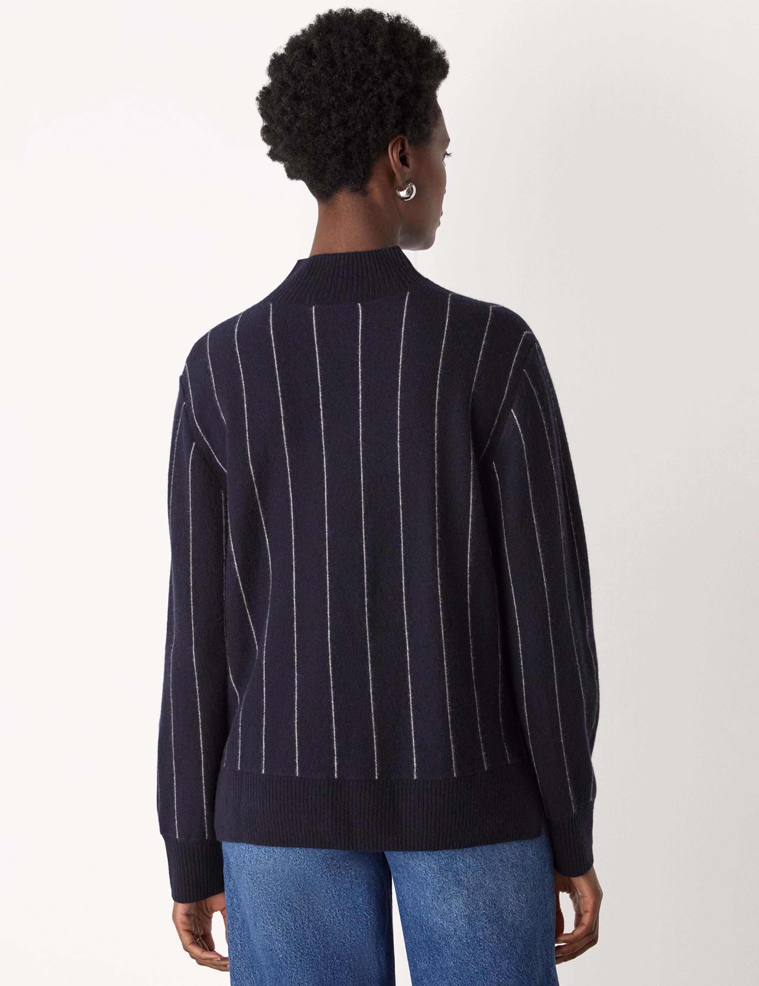 Pure Wool Striped Funnel Neck Jumper 3 of 4