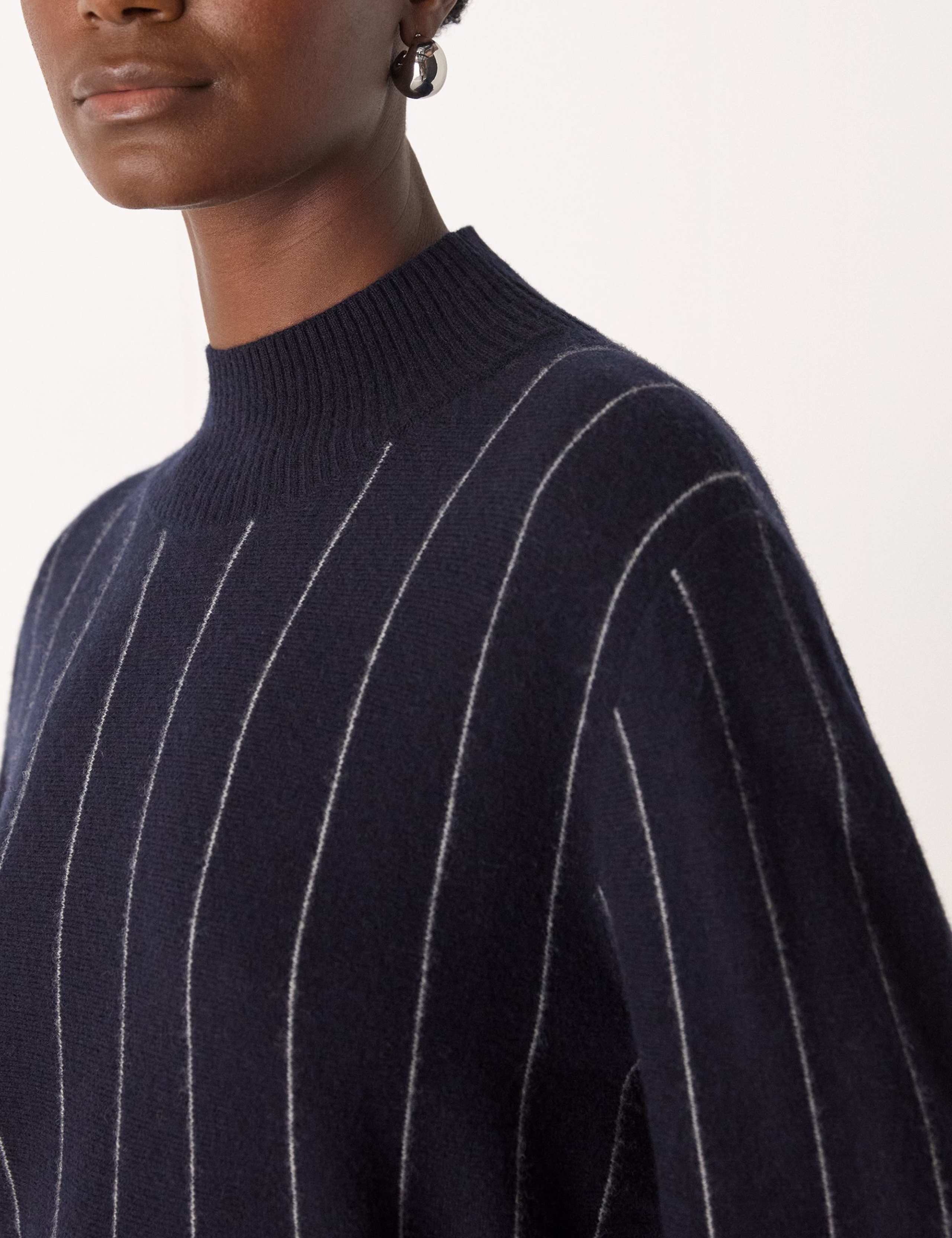 Pure Wool Striped Funnel Neck Jumper 4 of 4