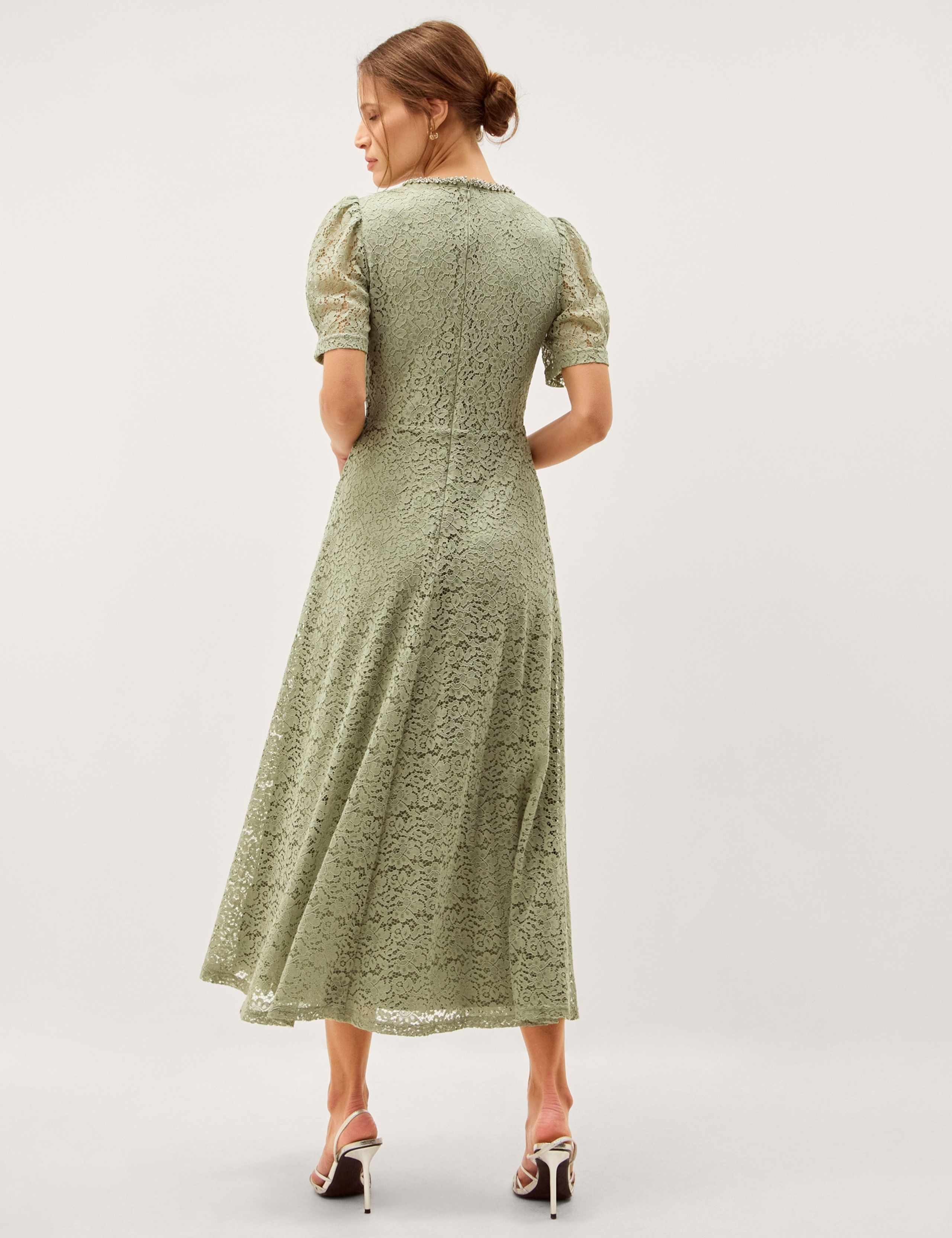 Cotton Blend Lace Puff Sleeve Midaxi Tea Dress 5 of 5