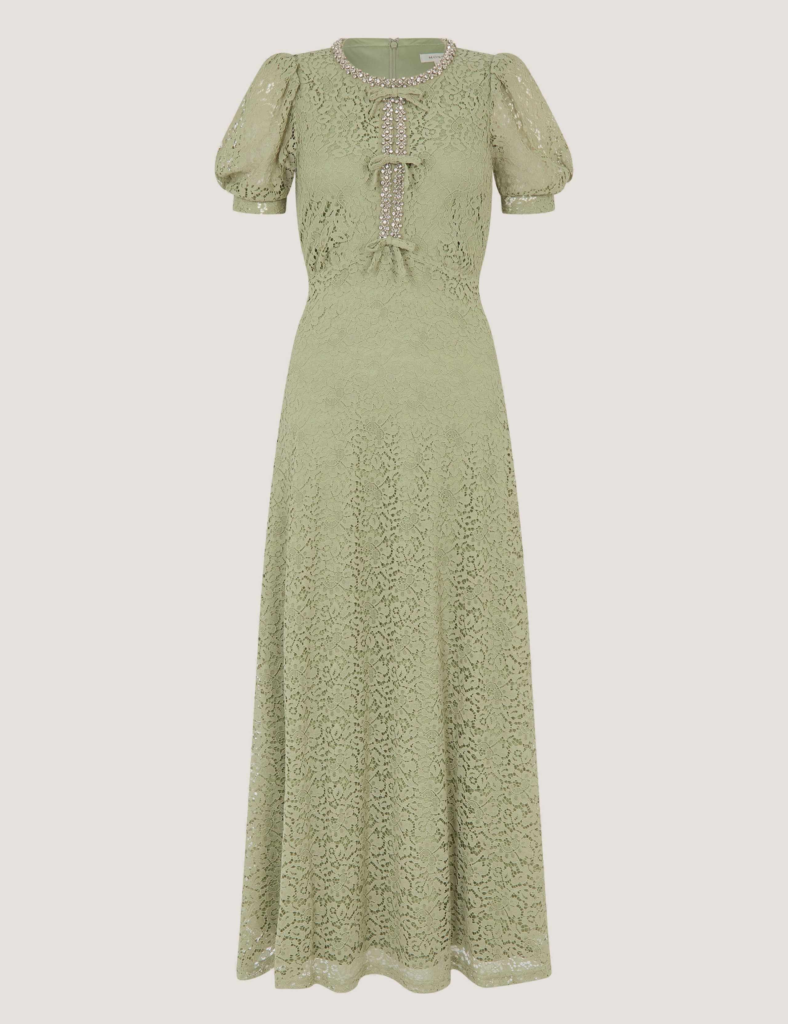 Cotton Blend Lace Puff Sleeve Midaxi Tea Dress 2 of 5