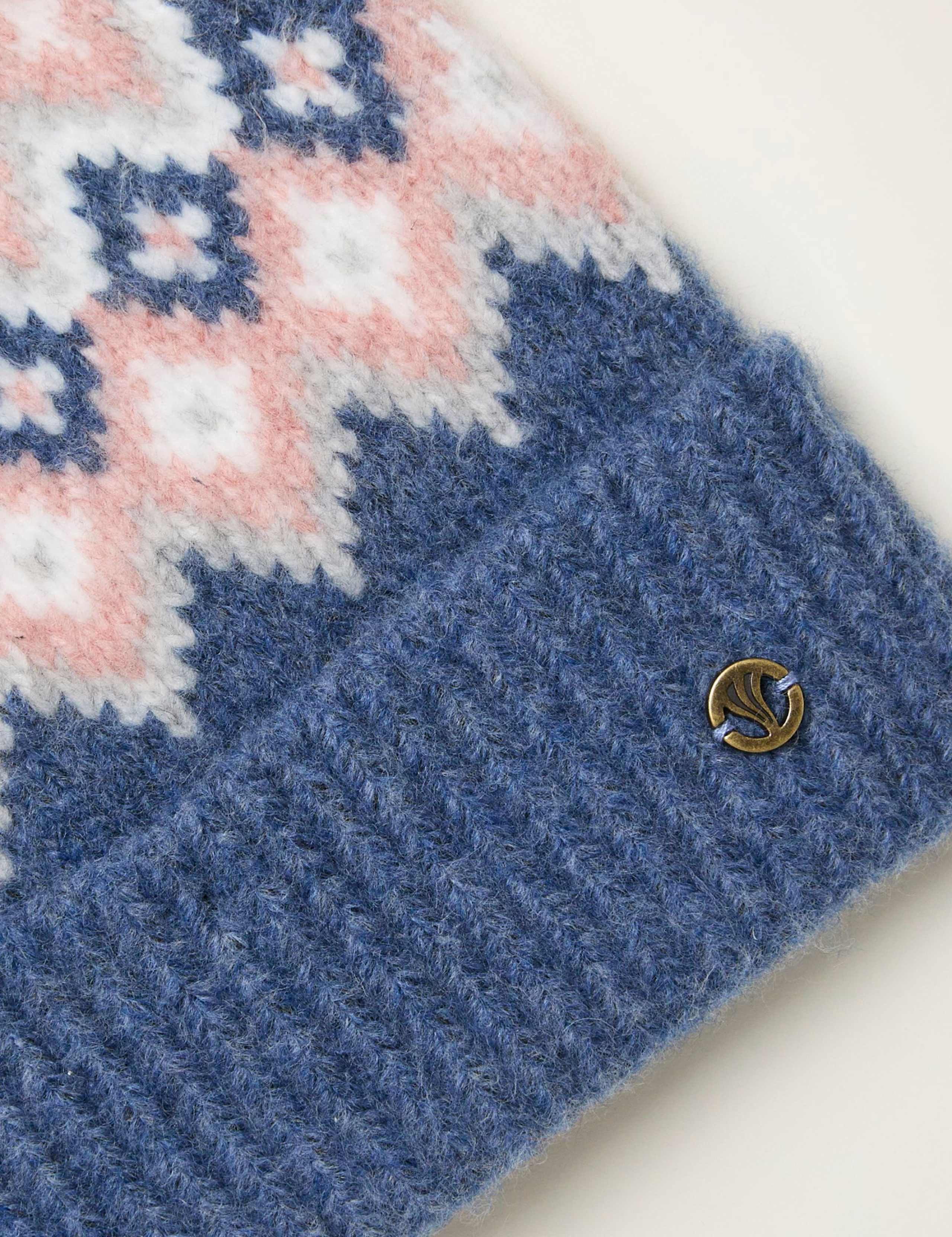 Knitted Fair Isle Beanie Hat 2 of 2