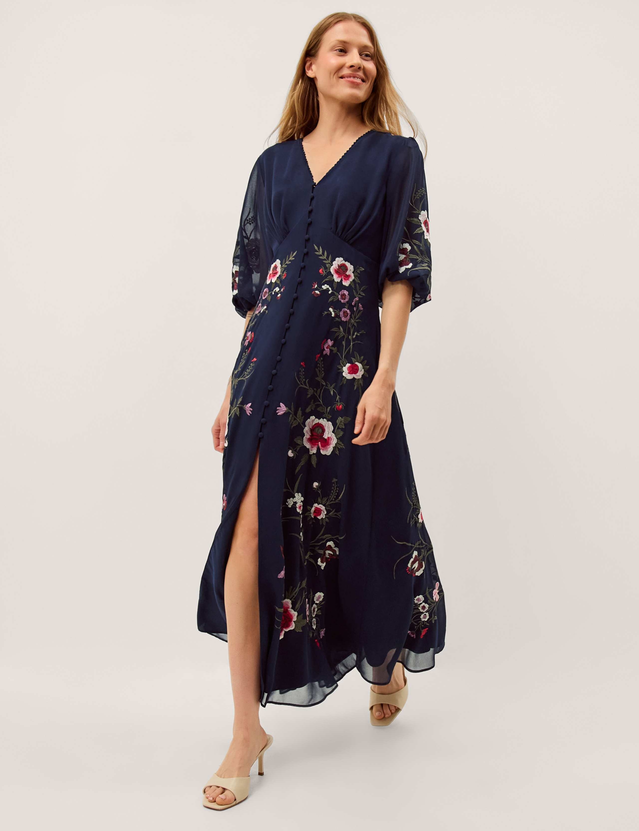 Embroidered Floral V-Neck Maxi Dress 1 of 5