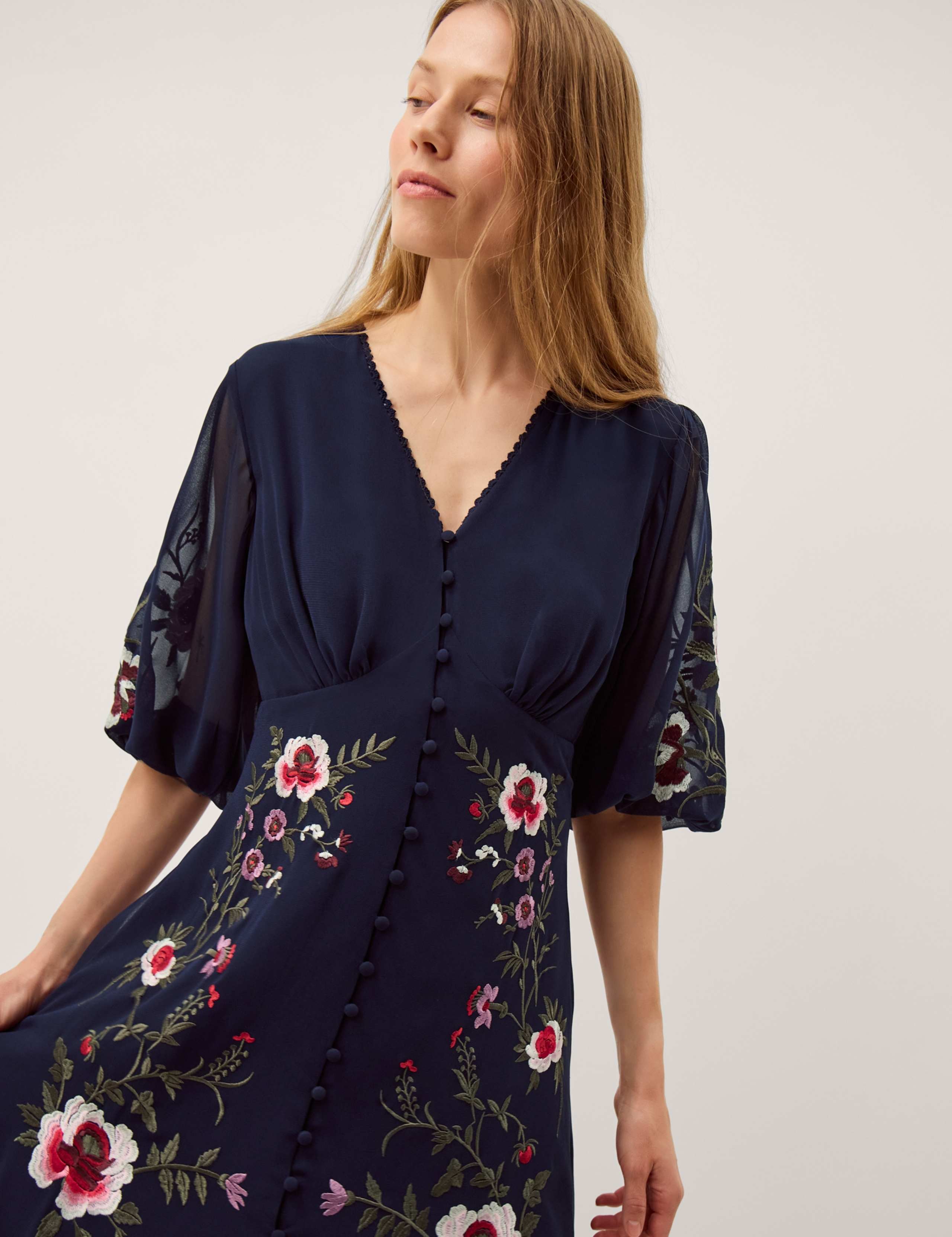 Embroidered Floral V-Neck Maxi Dress 3 of 5