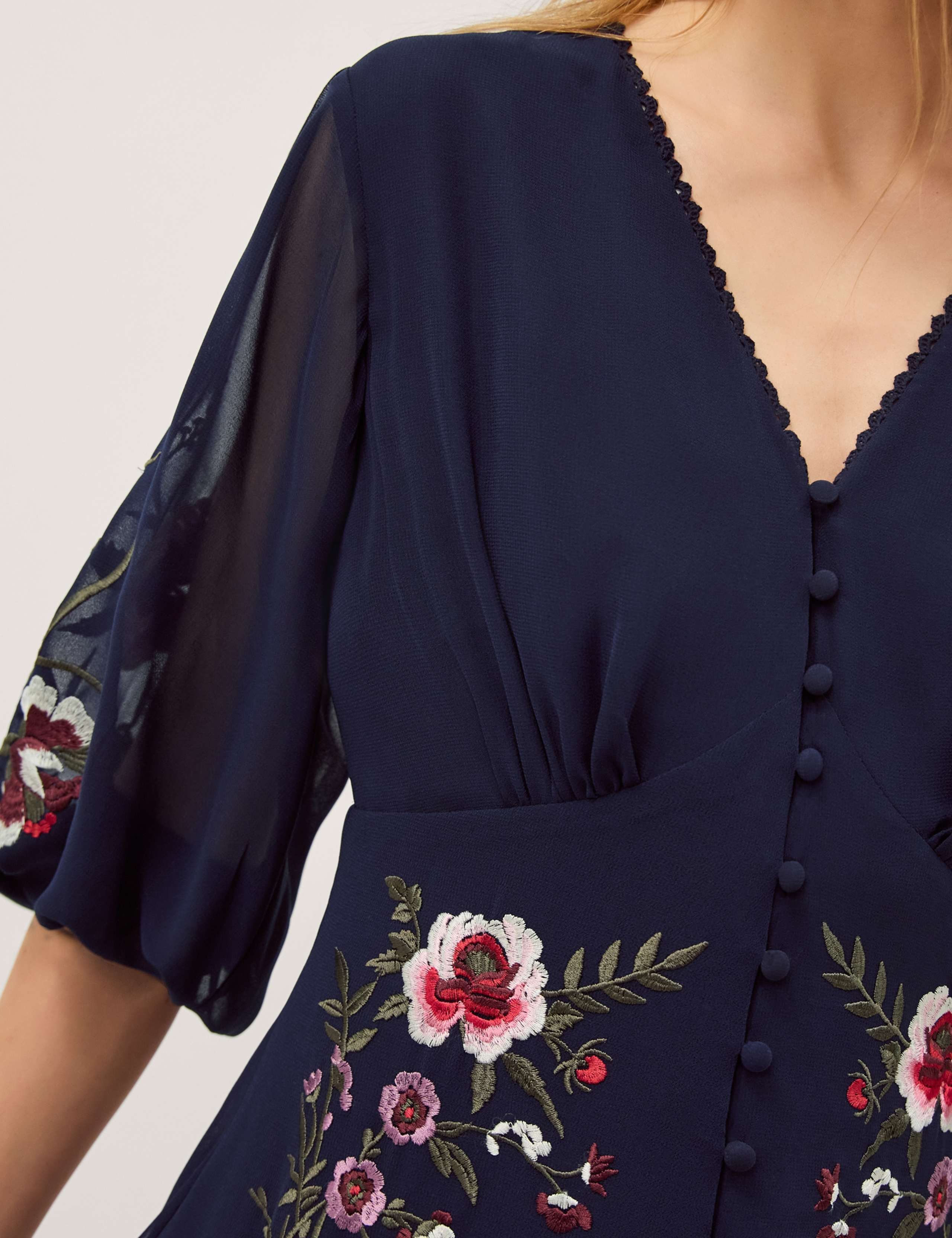 Embroidered Floral V-Neck Maxi Dress 4 of 5