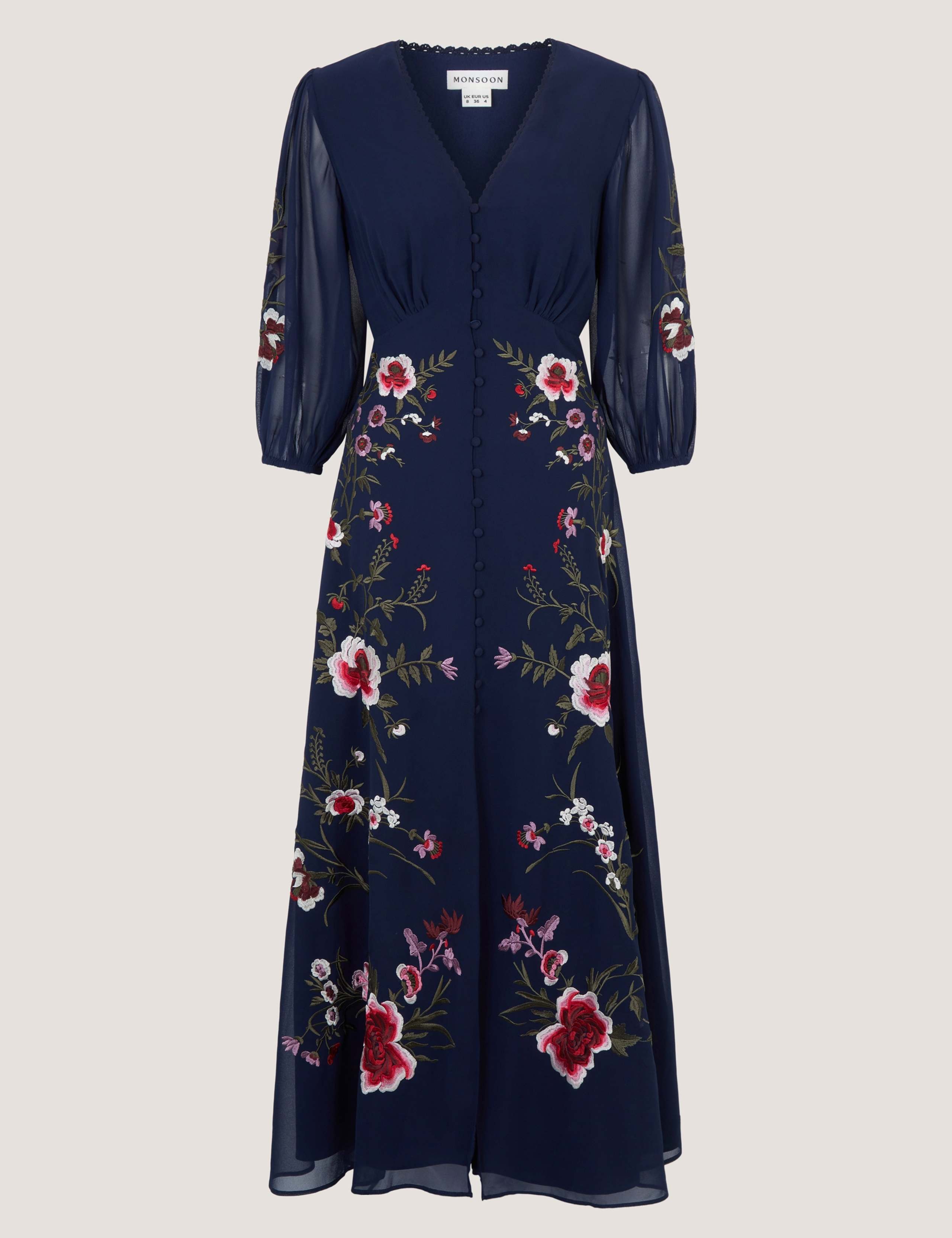 Embroidered Floral V-Neck Maxi Dress 2 of 5