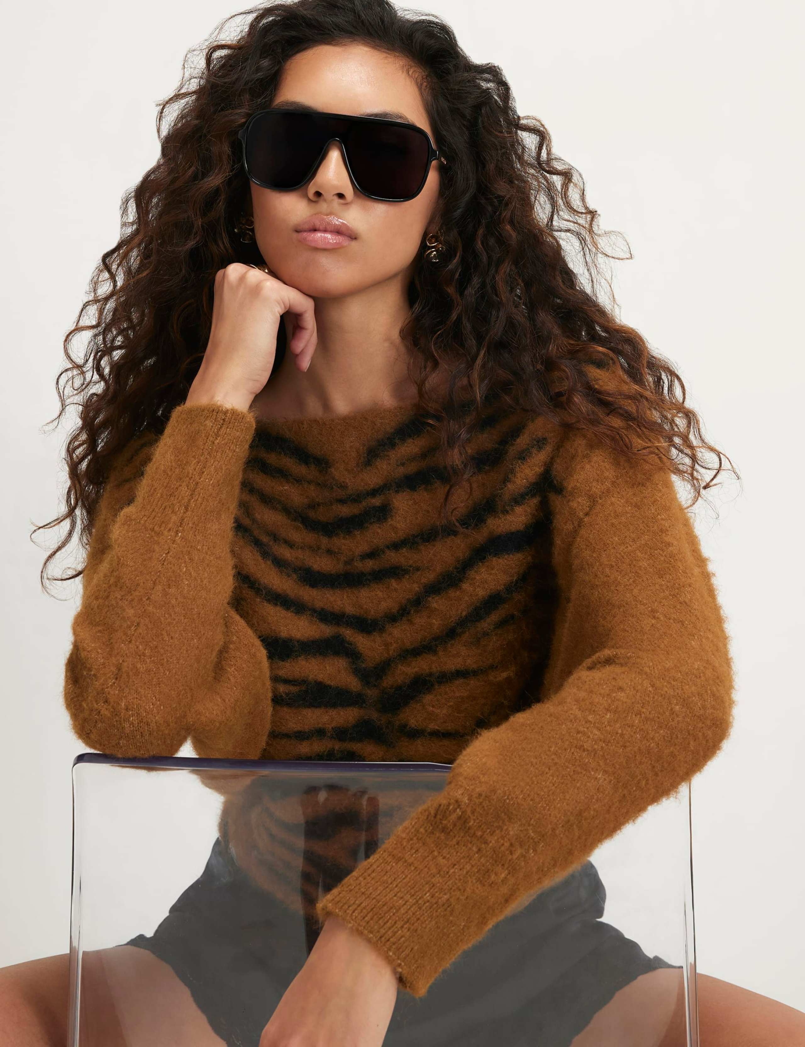 Animal Print Batwing Sleeve Jumper 4 of 4