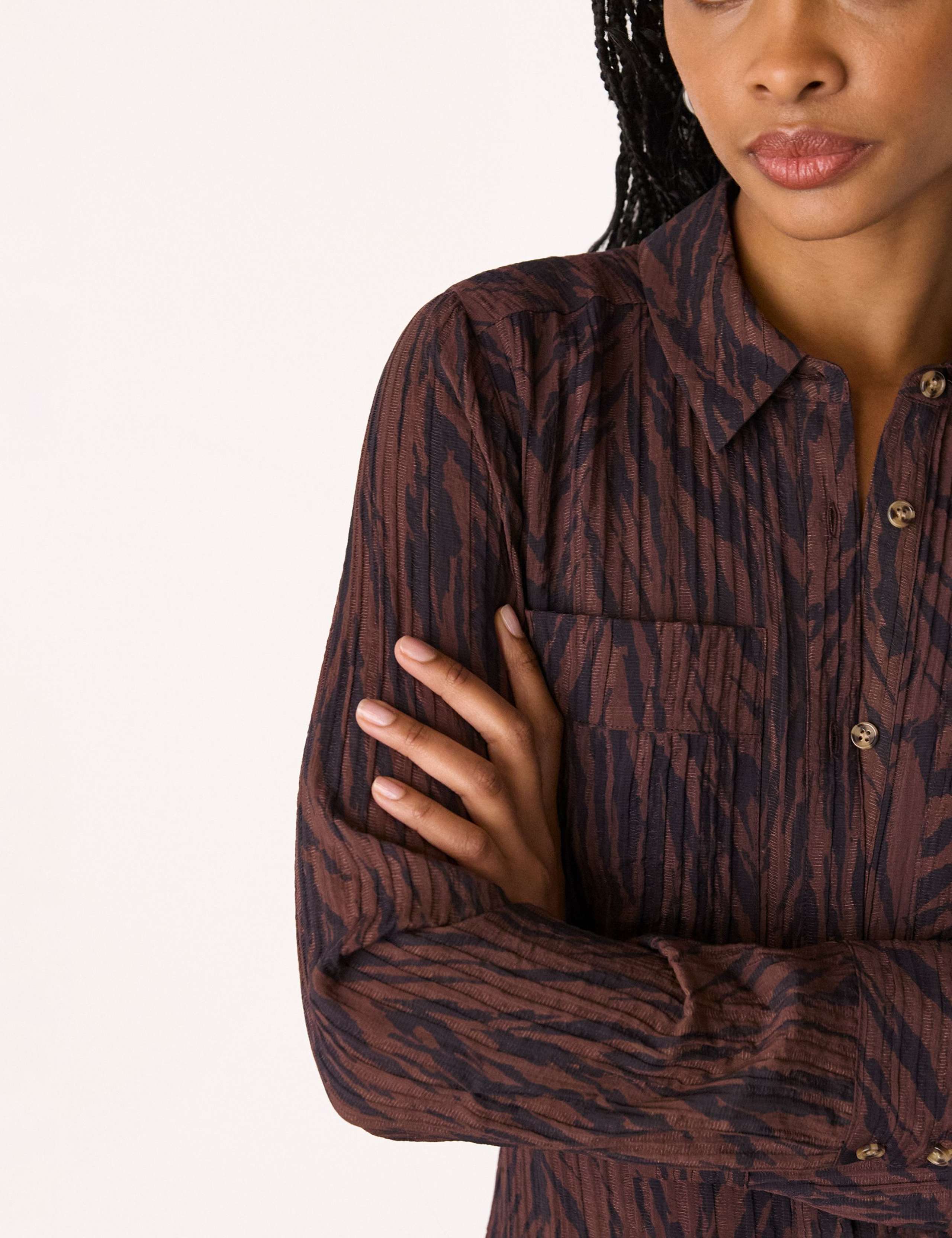 Animal Print Button Through Midi Shirt Dress 4 of 4