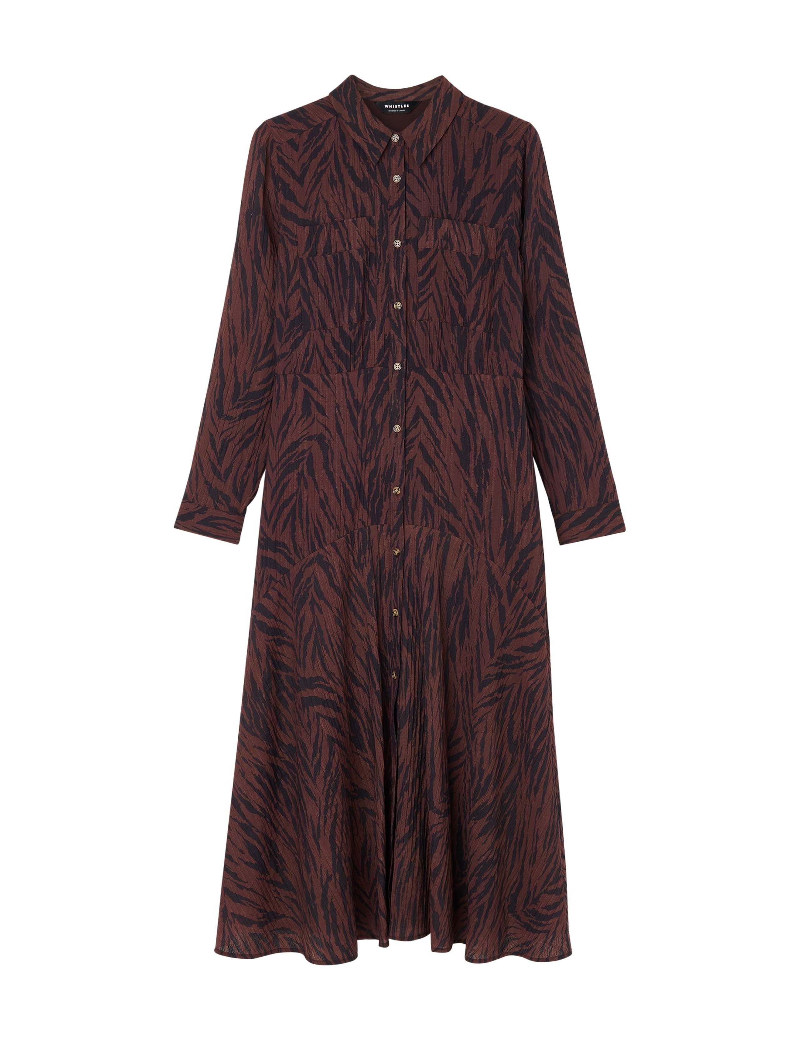 Animal Print Button Through Midi Shirt Dress 2 of 4