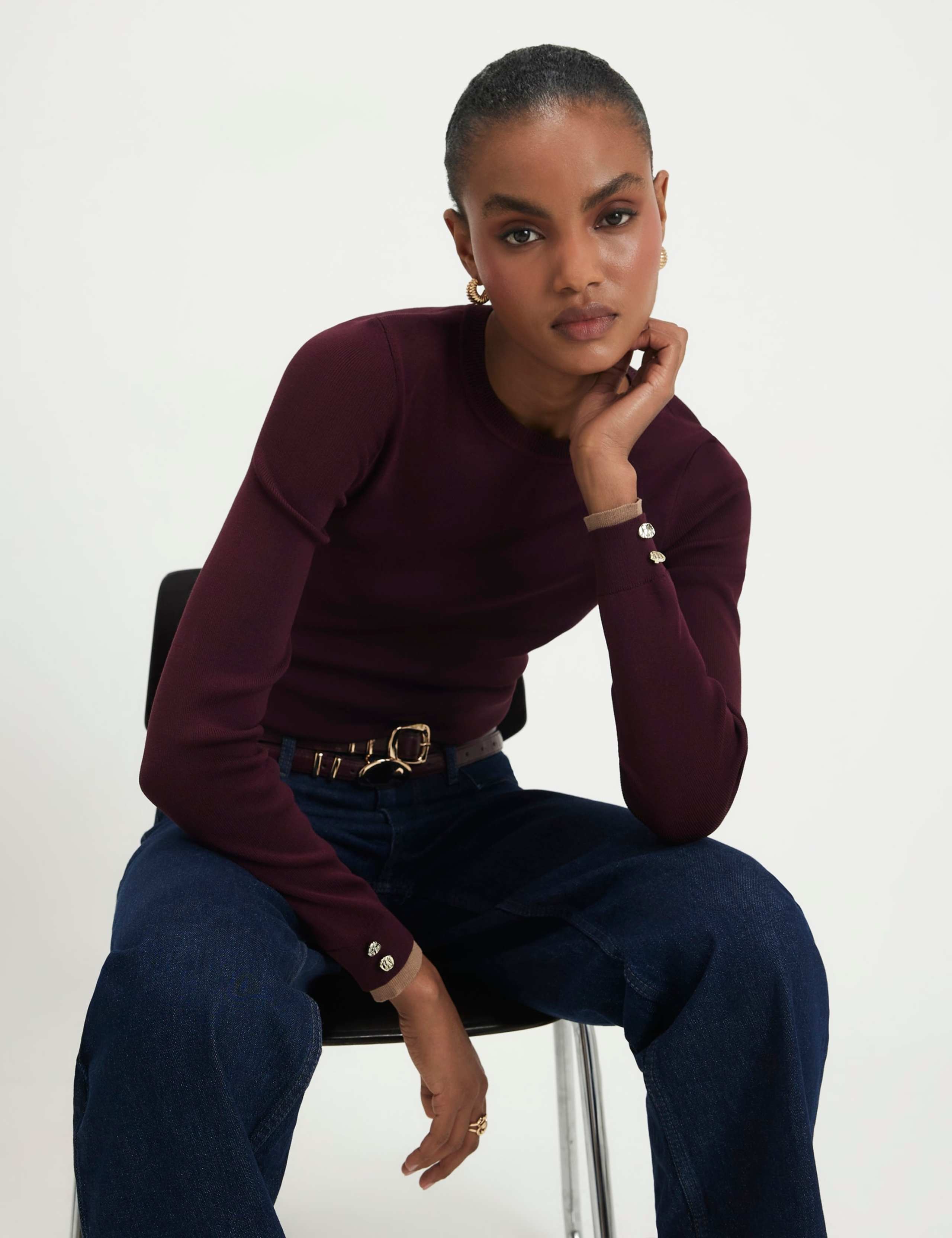 Ribbed Button Detail Knitted Top 4 of 6