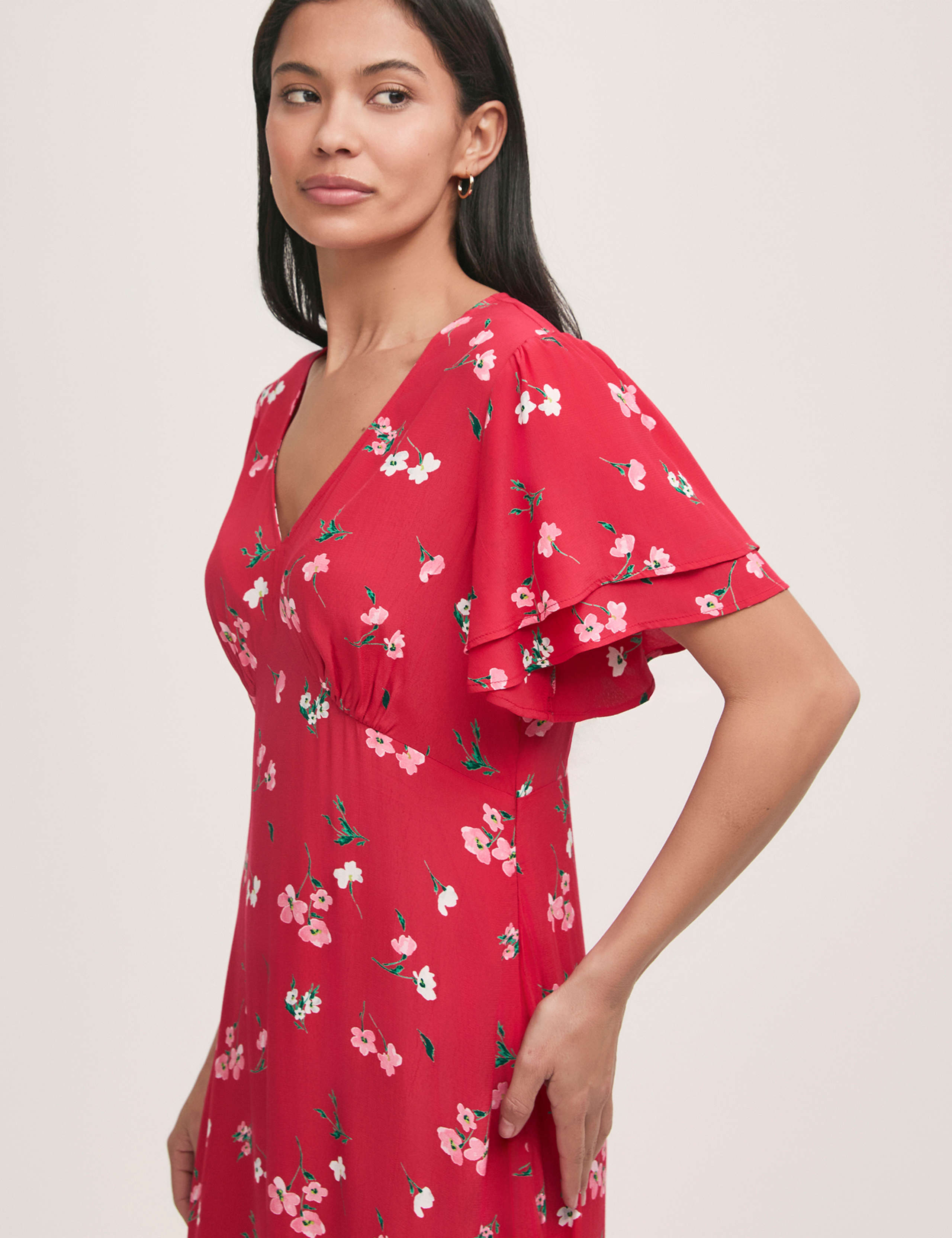 Ditsy Floral V-Neck Midi Tea Dress 4 of 4