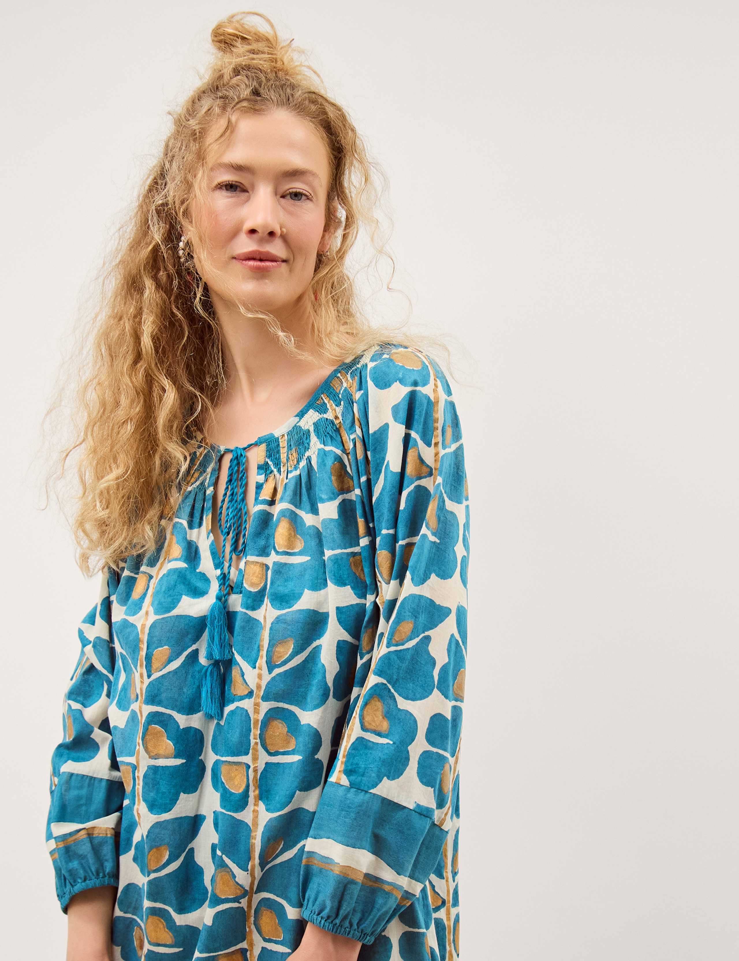Cotton Rich Printed Midi Kaftan Dress 3 of 5