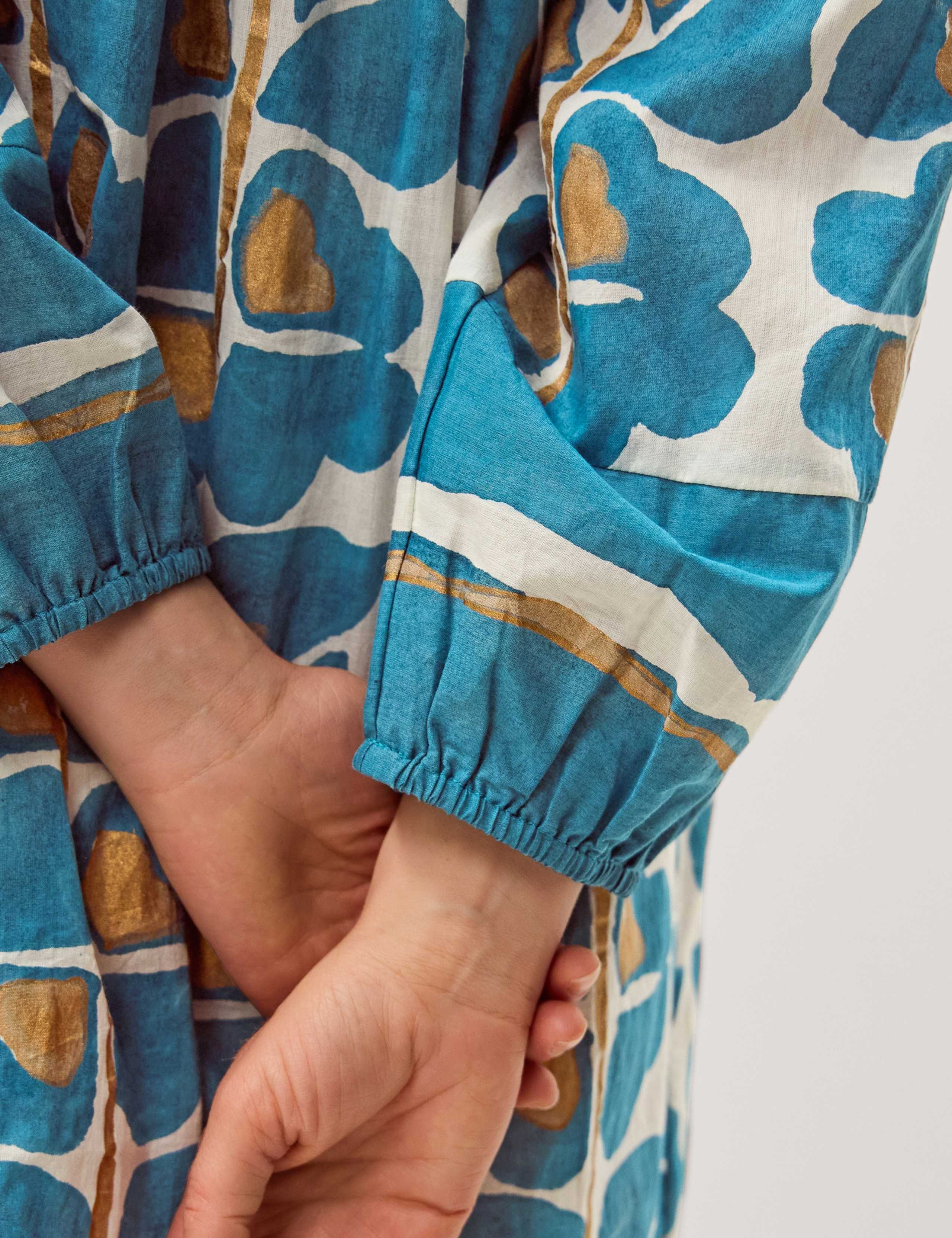 Cotton Rich Printed Midi Kaftan Dress 4 of 5
