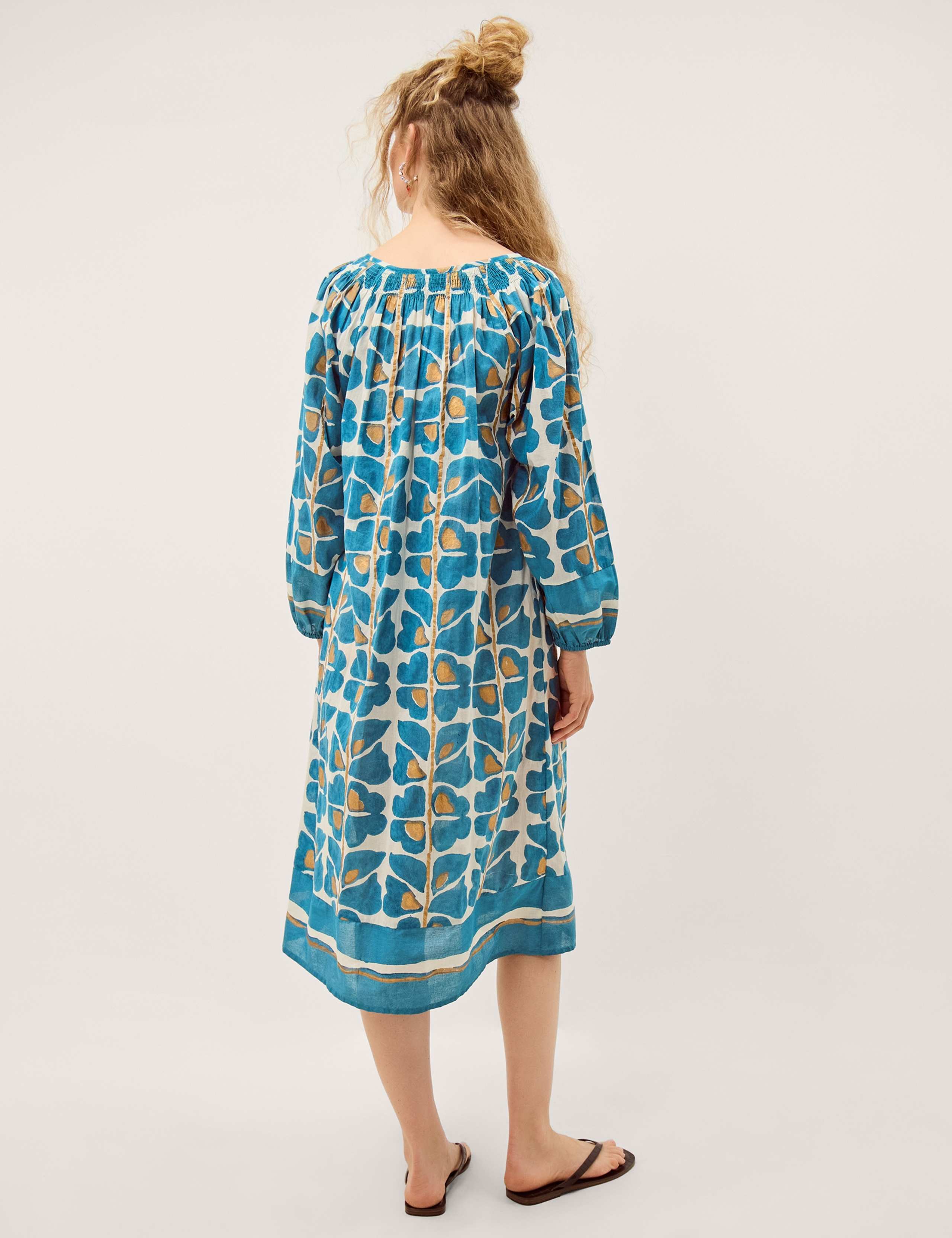 Cotton Rich Printed Midi Kaftan Dress 5 of 5