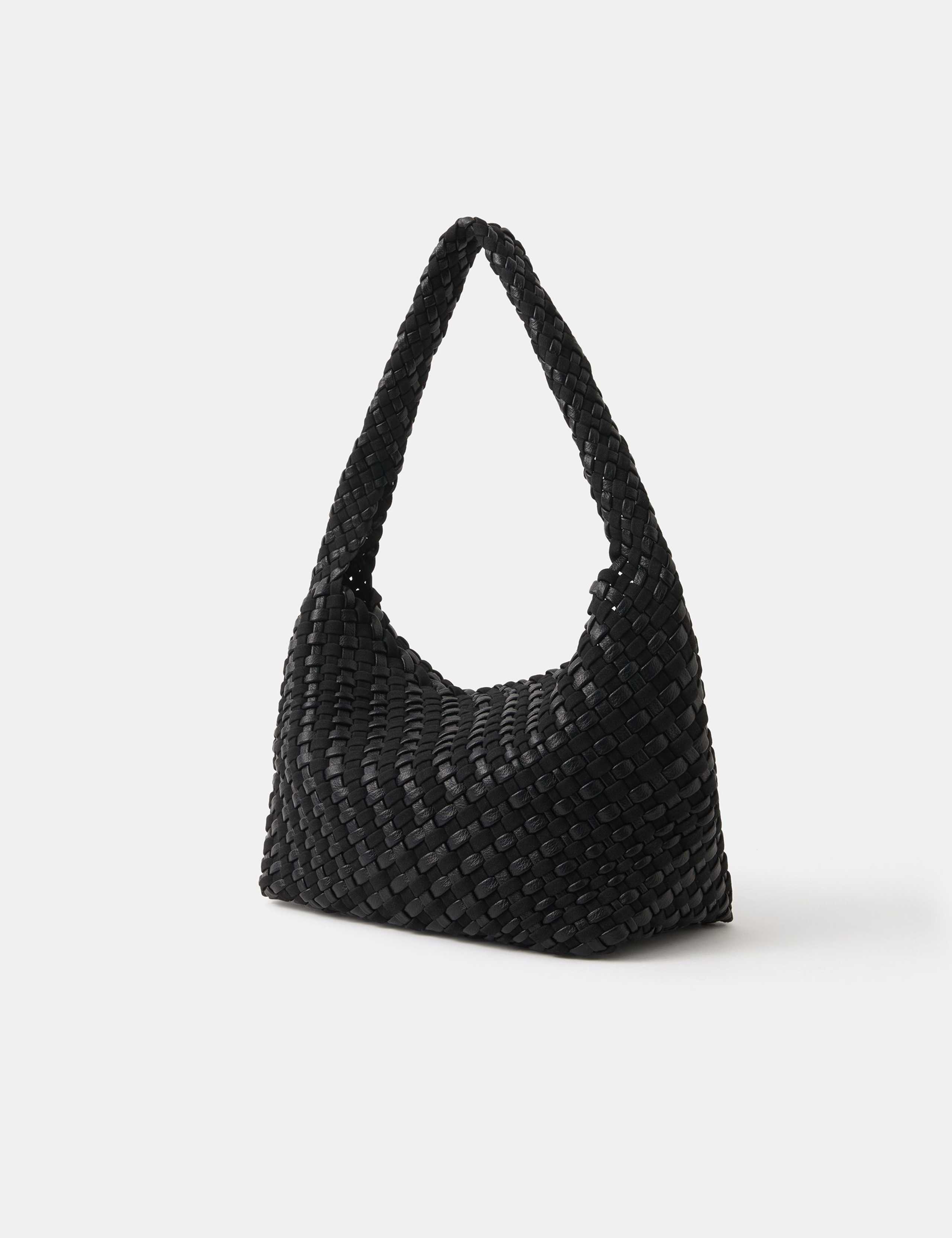 Faux Leather Woven Shoulder Bag 2 of 4
