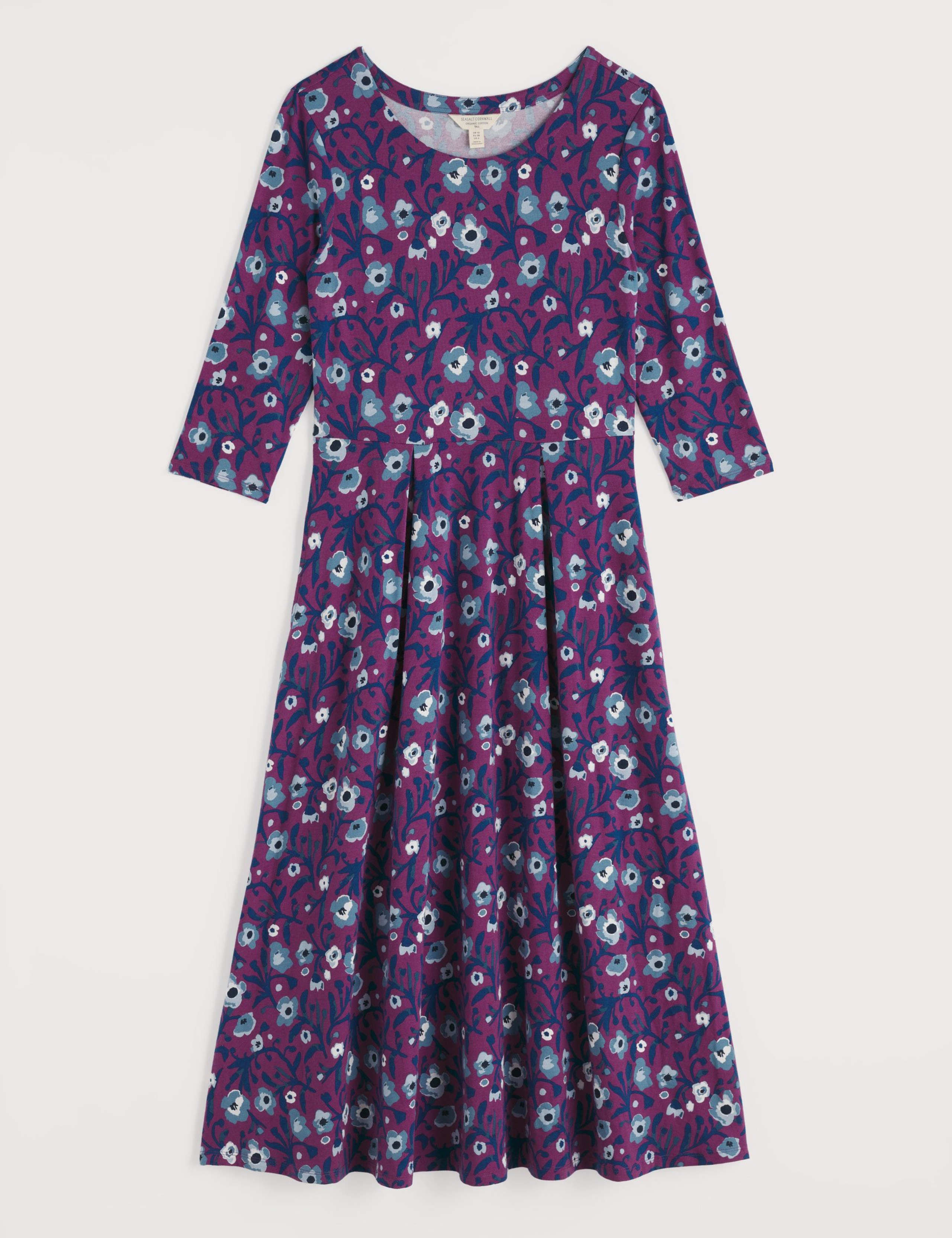 Cotton Rich Jersey Floral Midi Waisted Dress 2 of 5