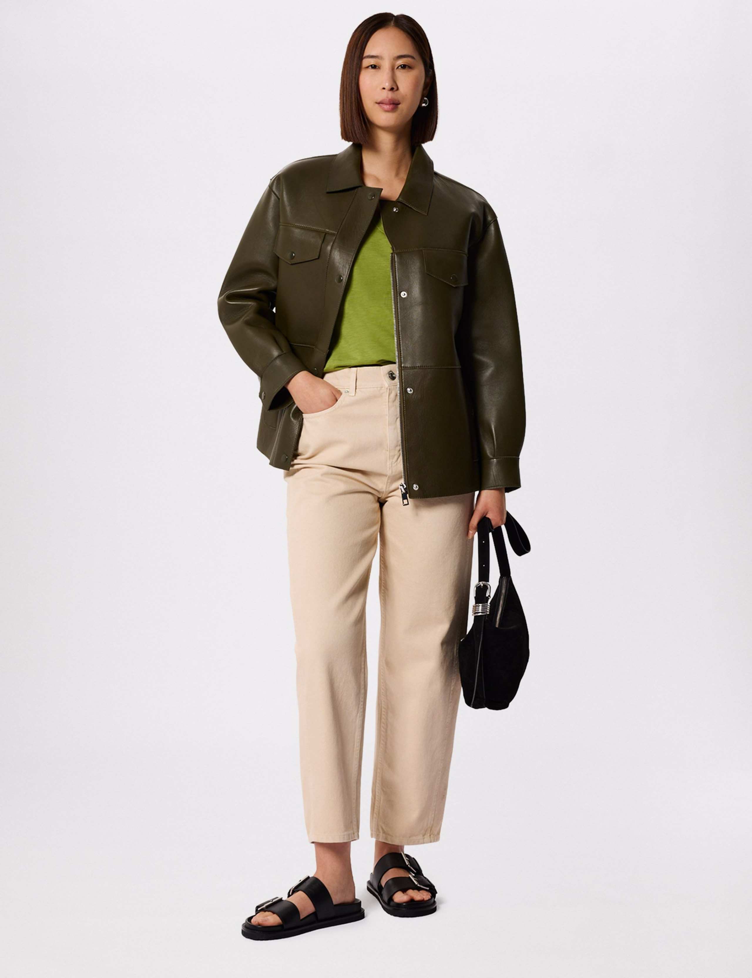 Pure Cotton V-Neck Cap Sleeve T-Shirt 1 of 6