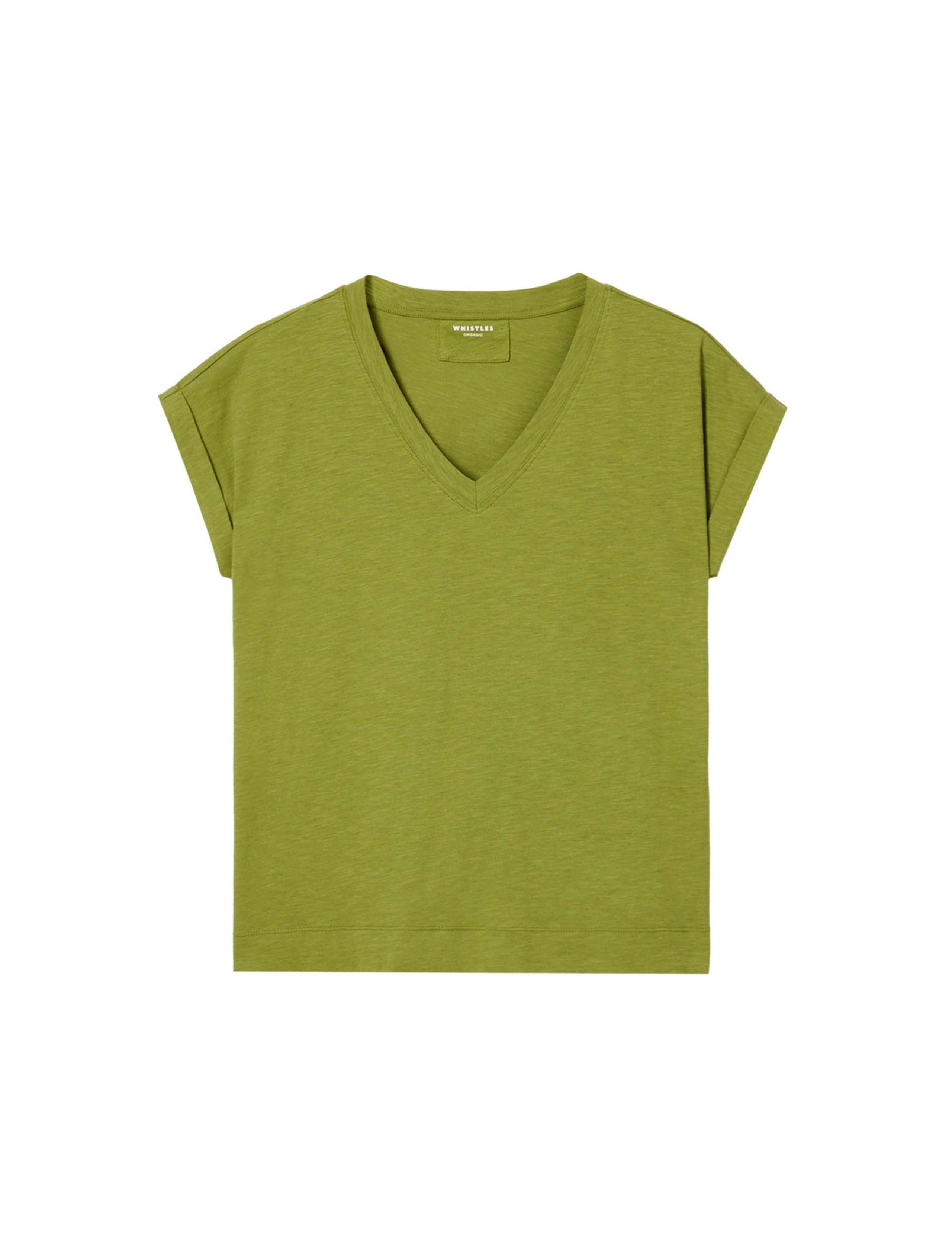 Pure Cotton V-Neck Cap Sleeve T-Shirt 2 of 6