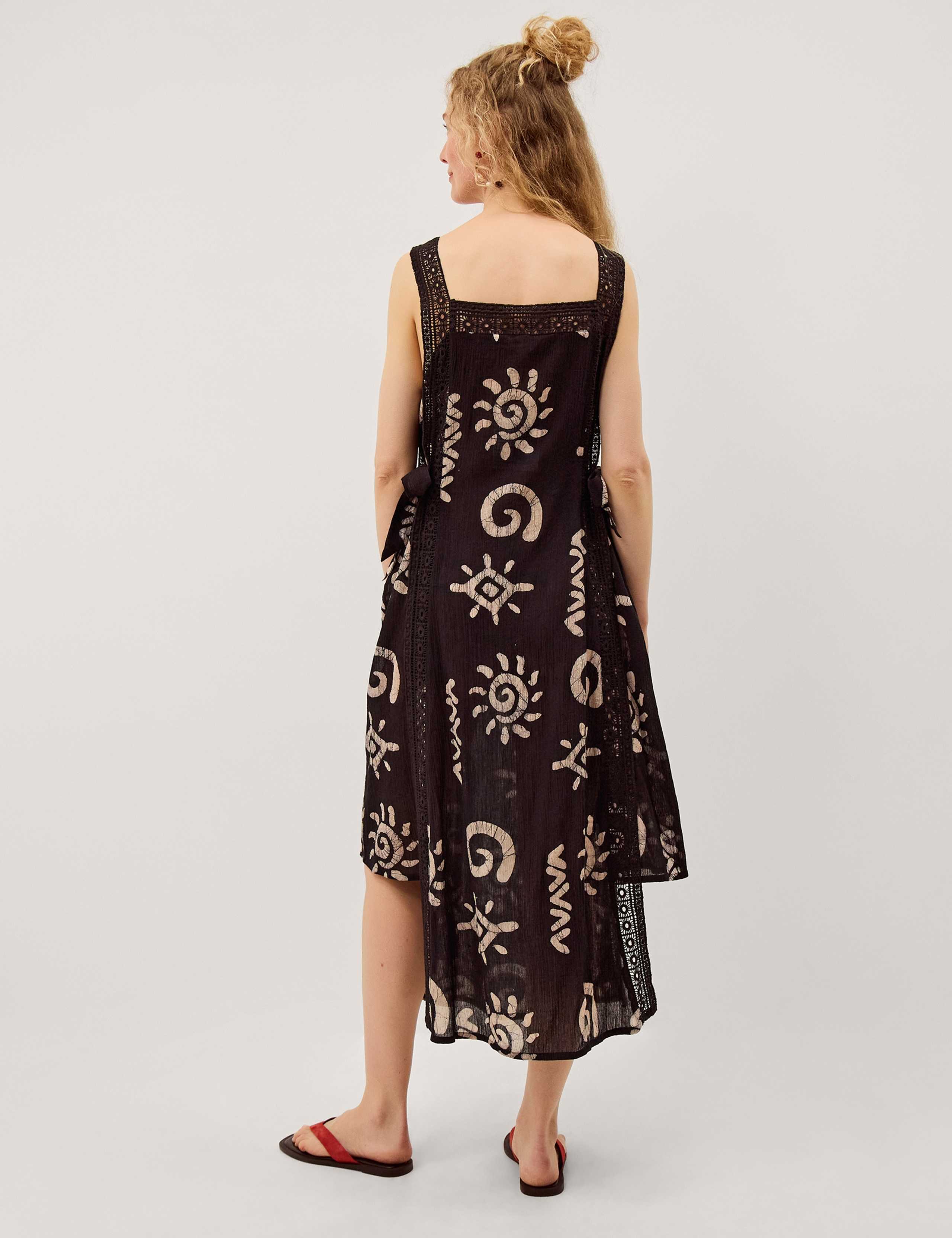 Pure Cotton Printed Square Neck Midi Dress 3 of 4