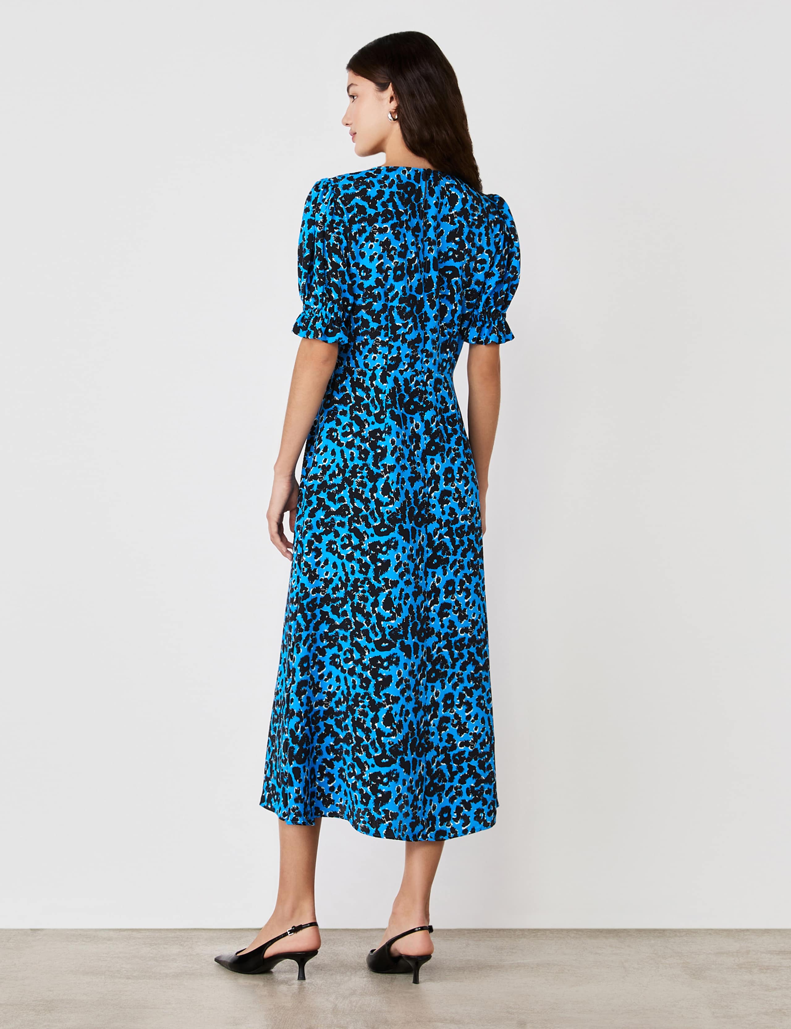 Crepe Animal Print Midi Tea Dress 2 of 4