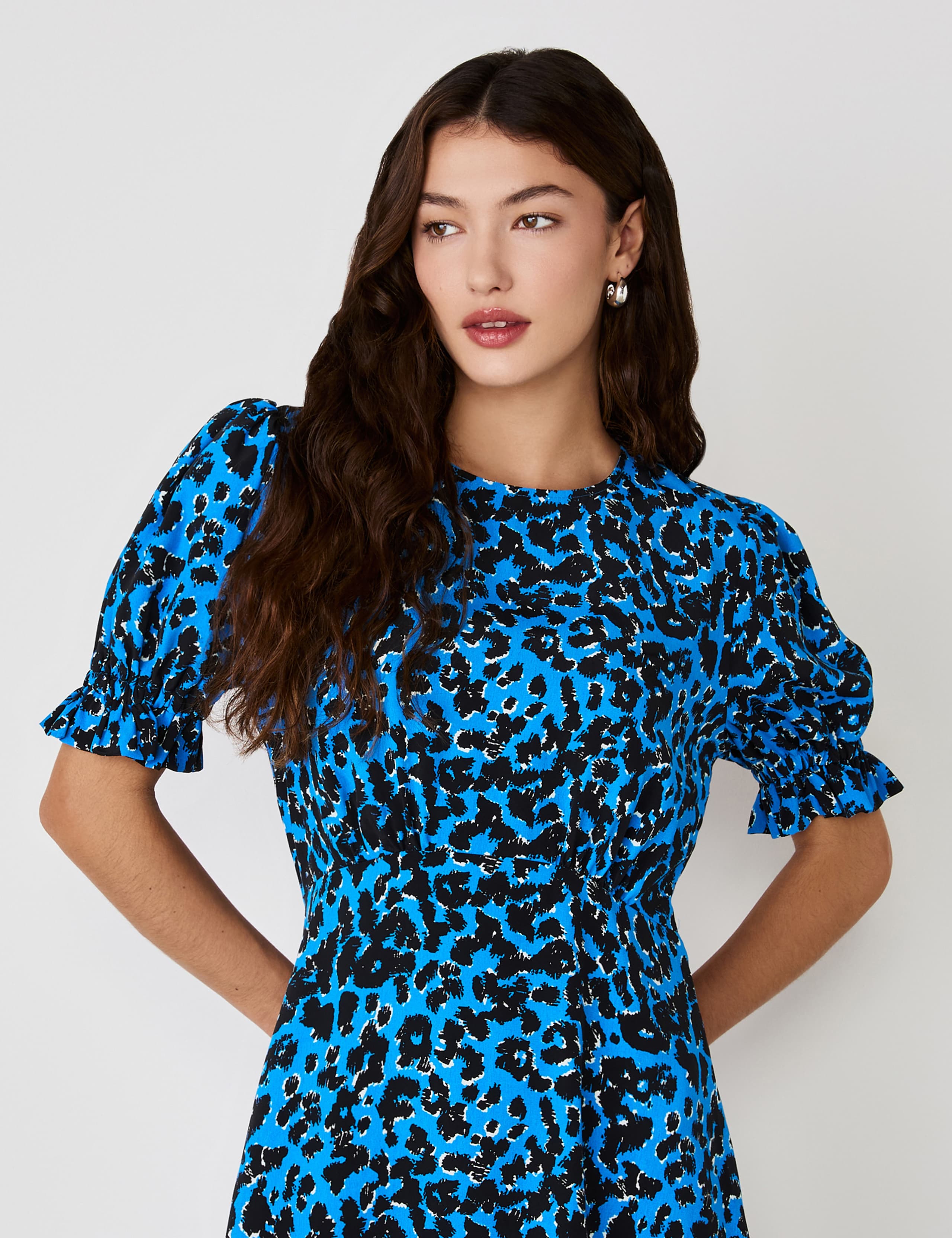 Crepe Animal Print Midi Tea Dress 4 of 4