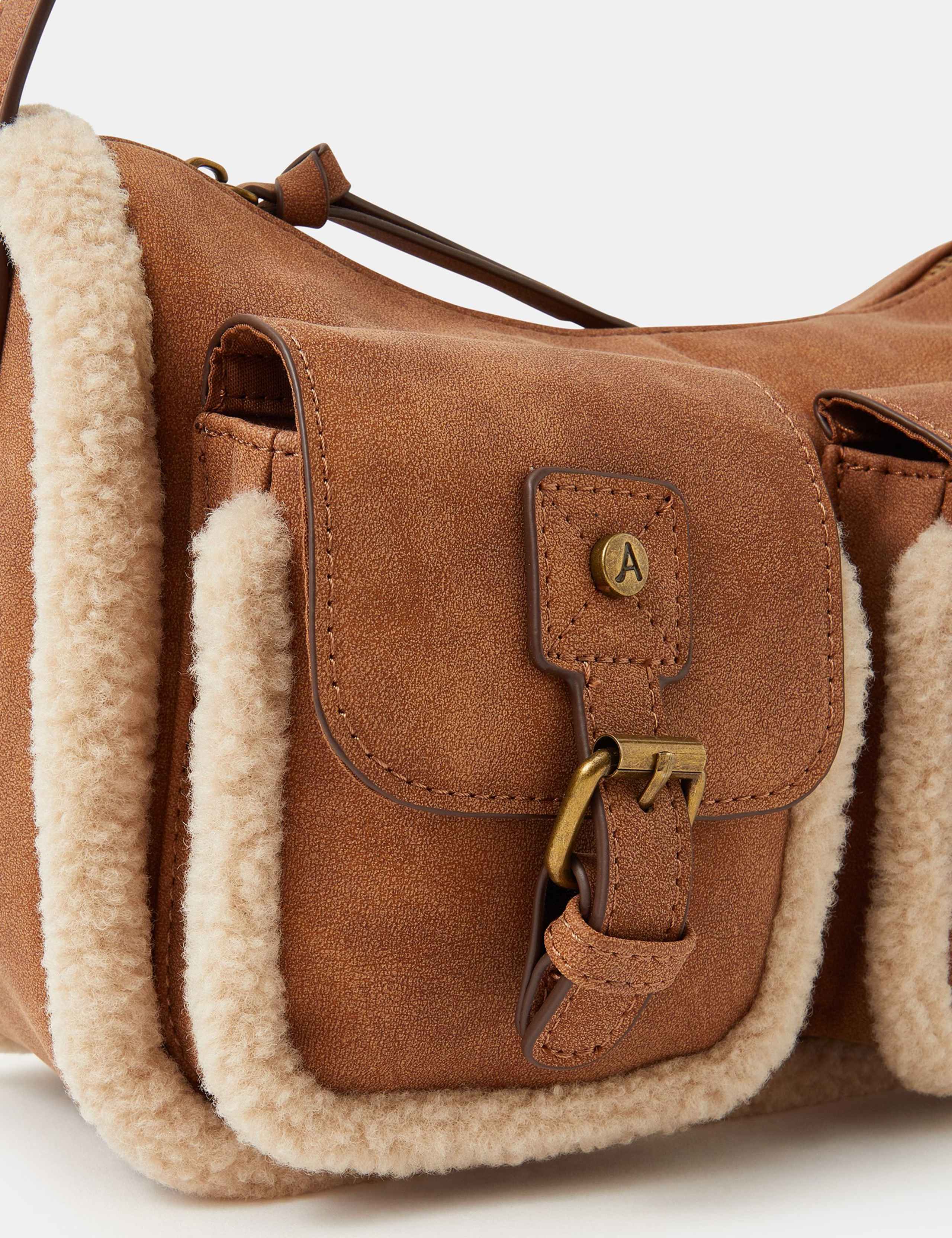 Faux Shearling Pocket Shoulder Bag 3 of 4