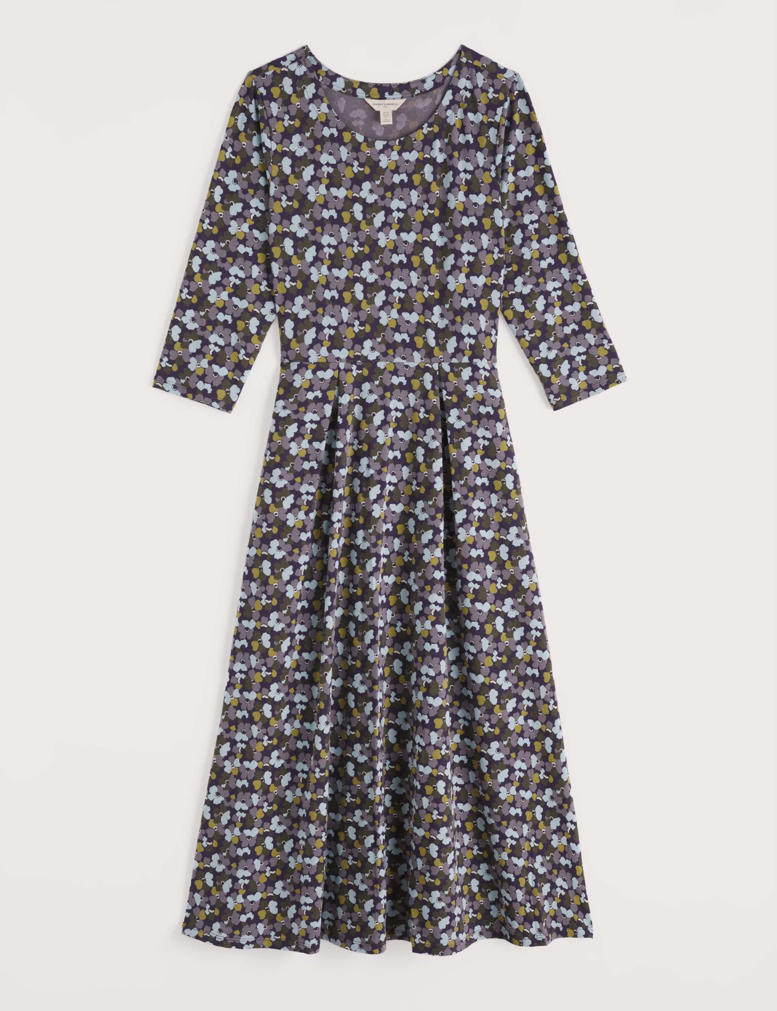 Cotton Rich Jersey Floral Midi Waisted Dress 2 of 5