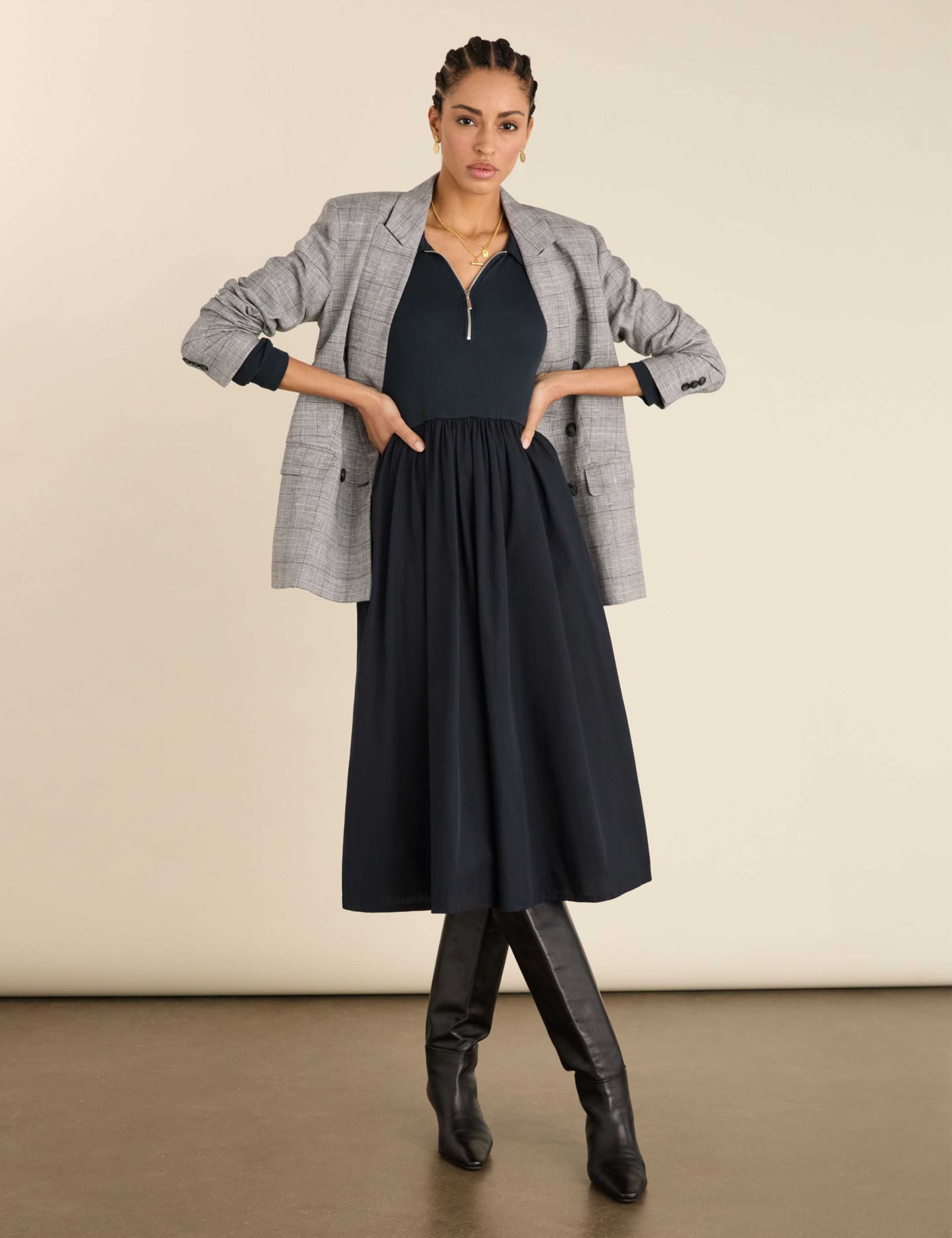 Pure Cotton Midi Waisted Dress 4 of 6