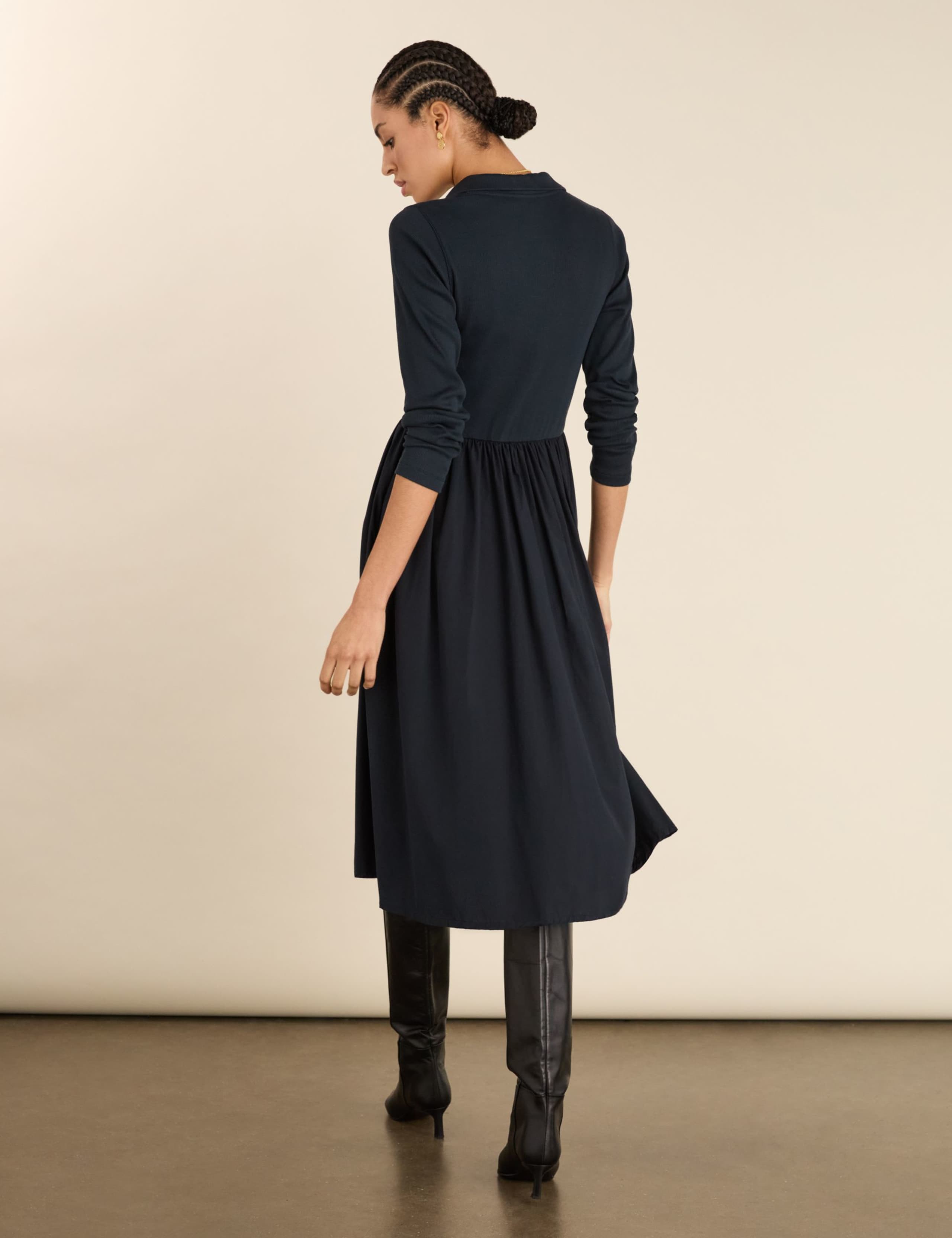 Pure Cotton Midi Waisted Dress 5 of 6